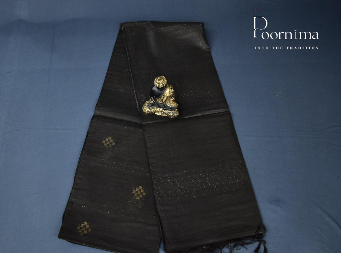 TUSSAR SAREE WITH BLACK COLOUR COMBINATION
