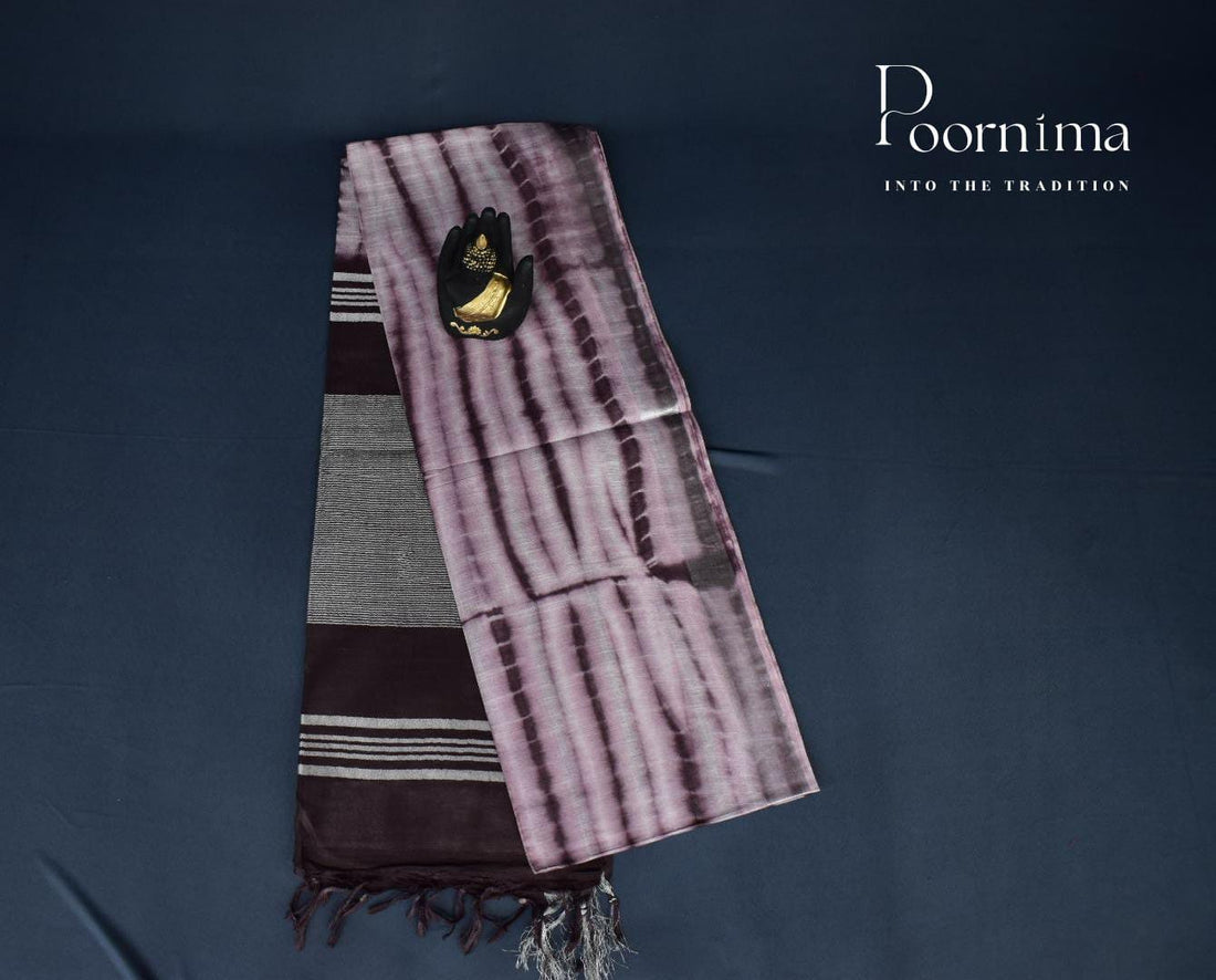 TUSSAR SAREE WITH LIGHT PINK AND WINE COLOUR COMIBINATION