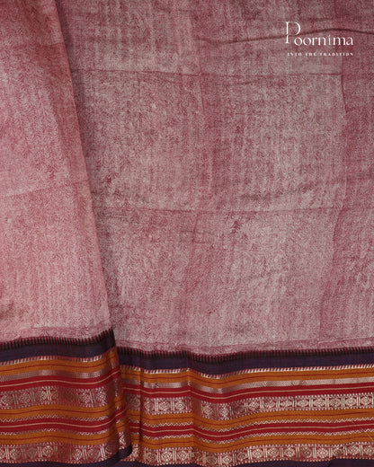 ONION PINK - SILK COTTON SAREE WITH DIGITAL PRINTING AND VIDHARVA BORDER