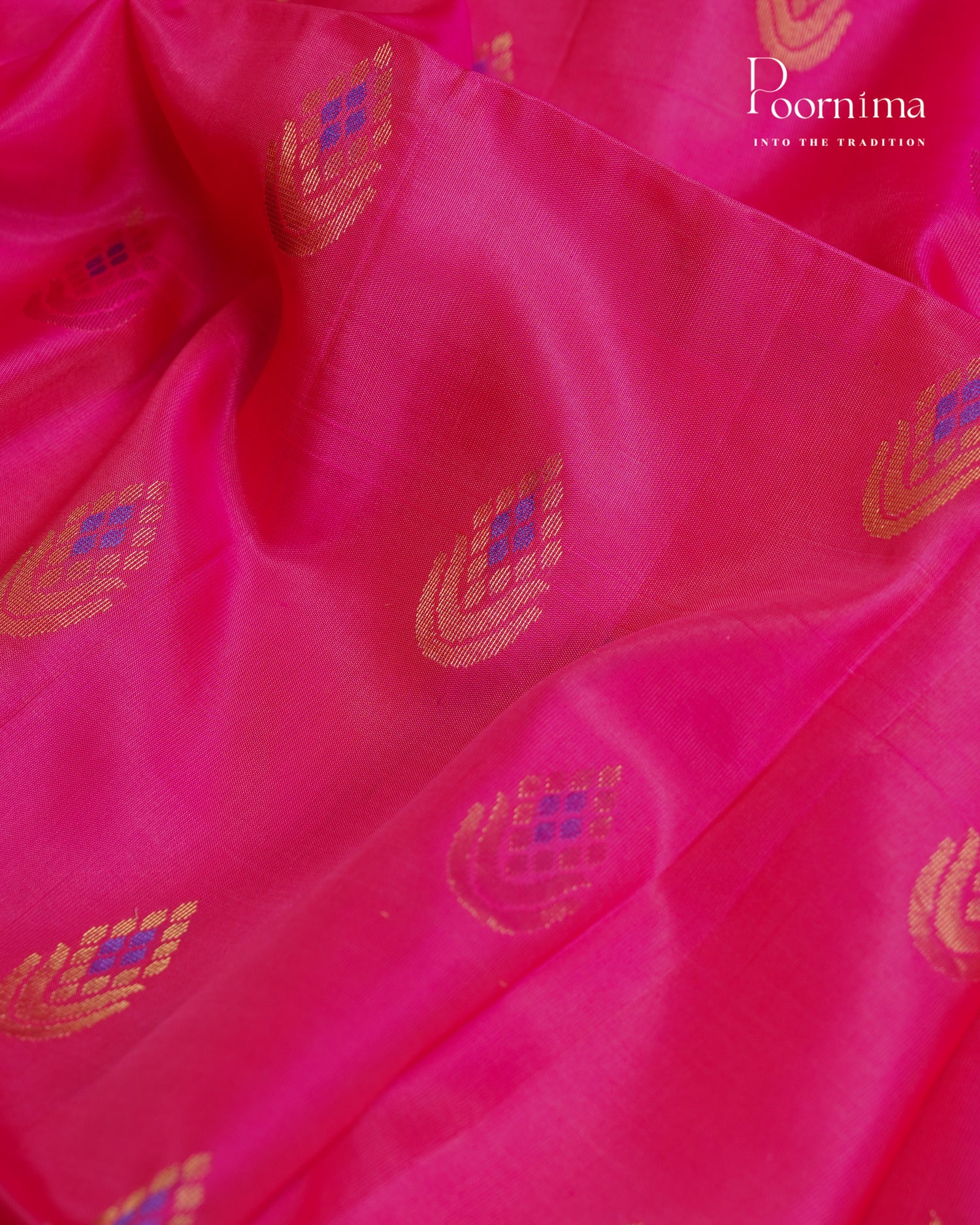PINK &amp; PARROT GREEN - ARNI KANJIVARAM SOFT SILK SAREE WITH ALLOVER ZARI BUTTI AND ZARI BORDER