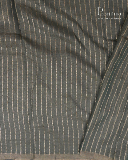 SEA BLUE - CHANDERI TISSUE SAREE WITH LOTUS BUTTI WOVEN