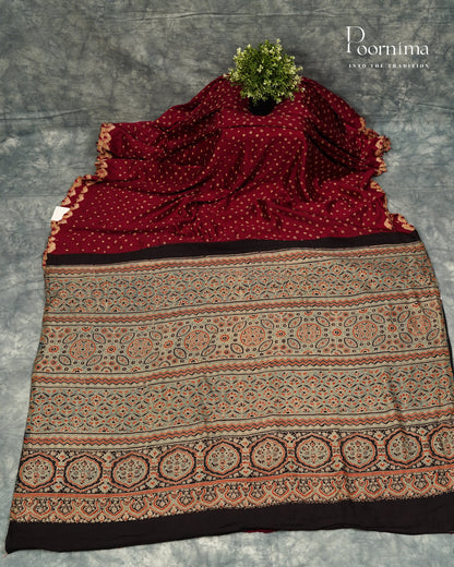 GICHA TUSSAR WITH BANDINI DYING IN MAGENTA COLOUR