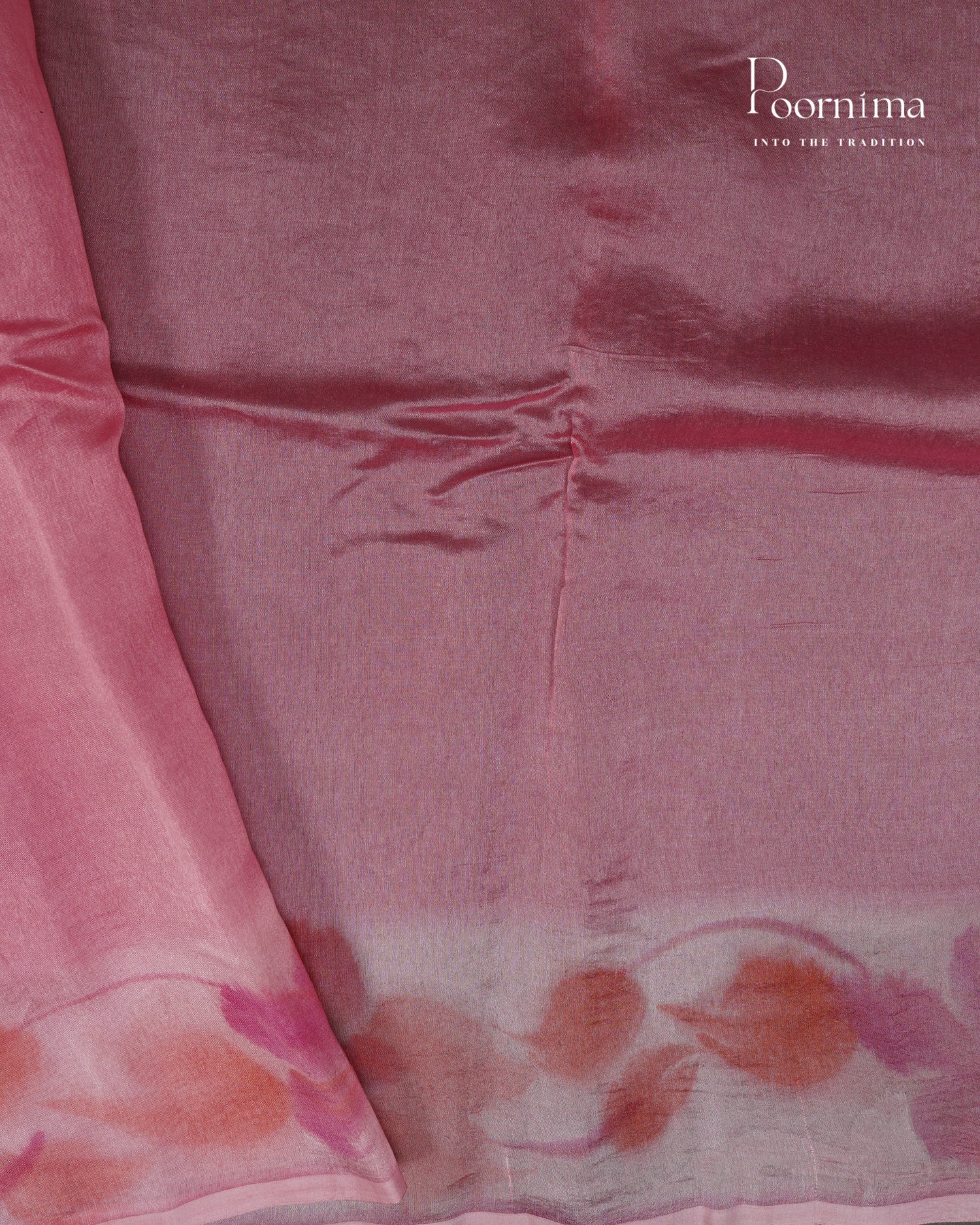 PINK - CHANDERI CHICKENKARI WORK WITH HAND PAINTED BORDER