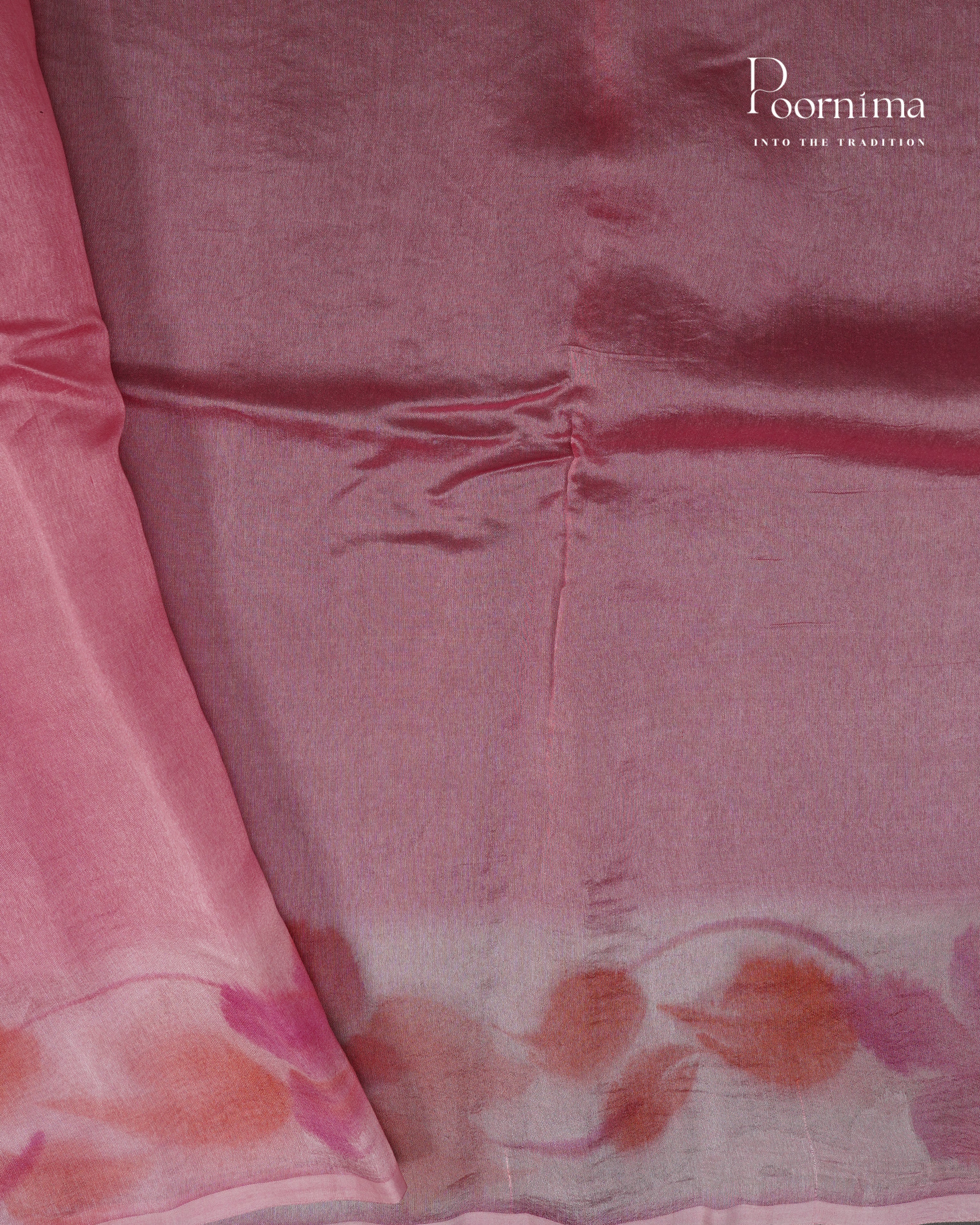 PINK - CHANDERI CHICKENKARI WORK WITH HAND PAINTED BORDER