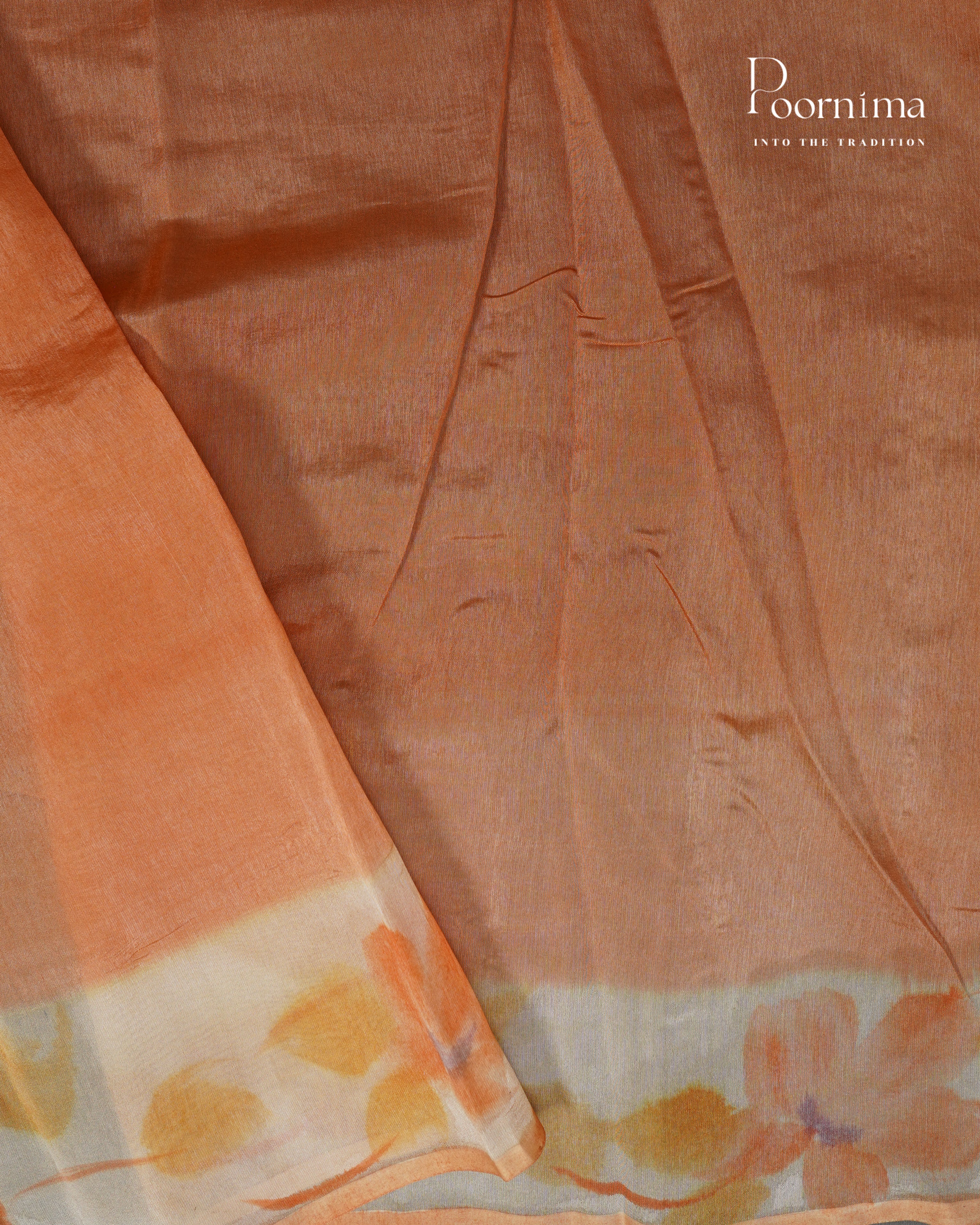 CREAM - CHANDERI CHICKENKARI WORK WITH HAND PAINTED BORDER