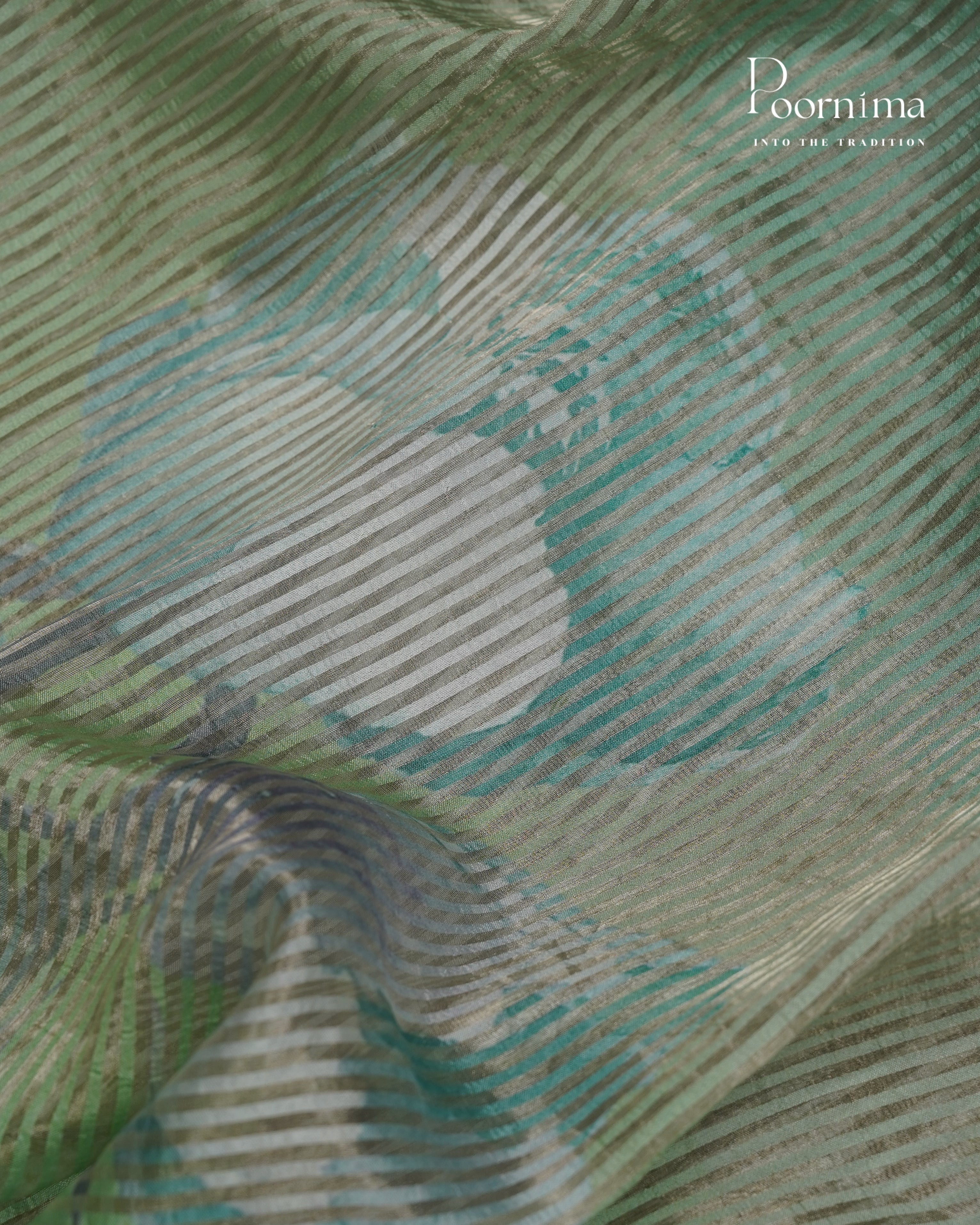 GREEN - PURE CHINIYA SILK SAREE WITH DIGITAL PRINTING AND SATIN BORDER