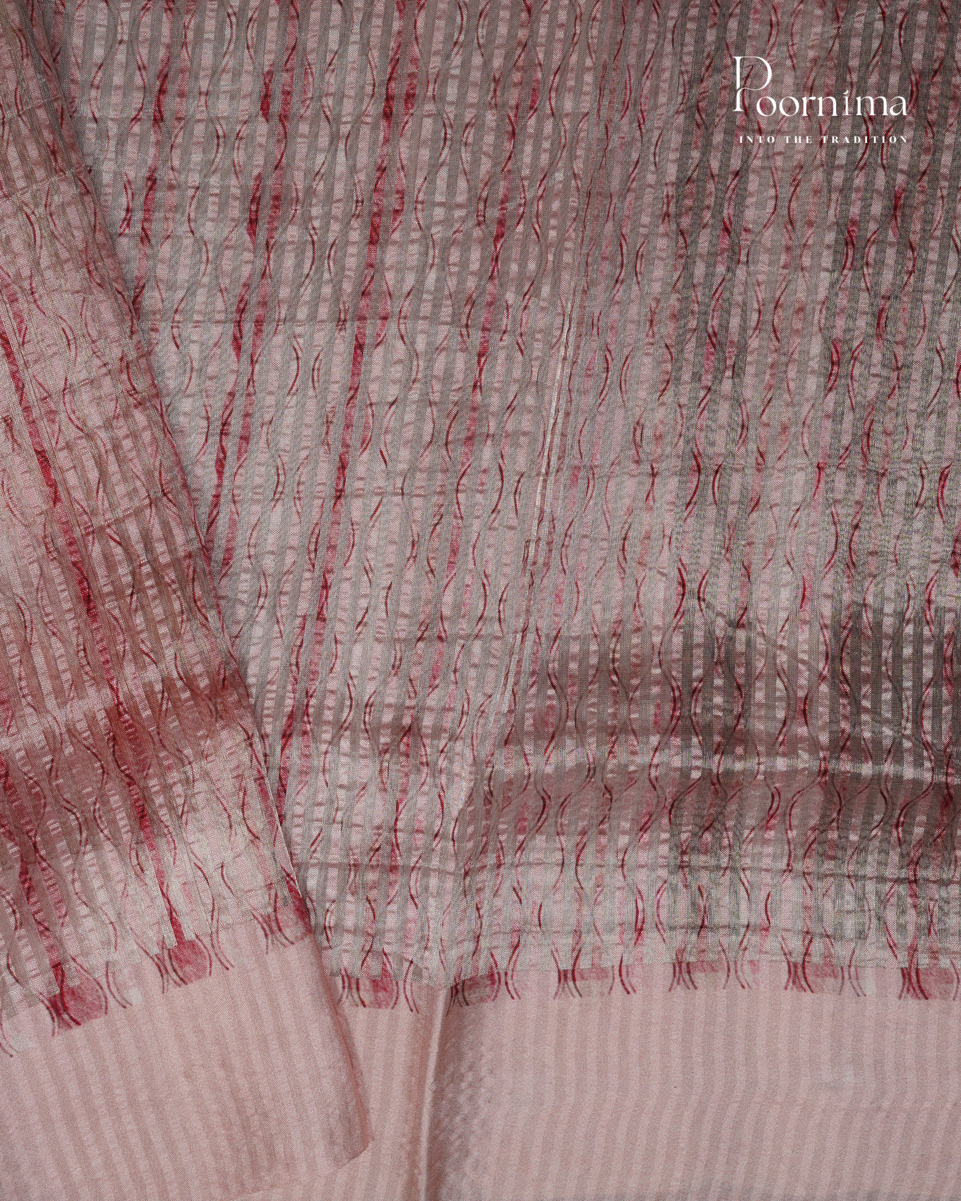PEACH - PURE CHINIYA SILK SAREE WITH DIGITAL PRINTING AND SATIN BORDER
