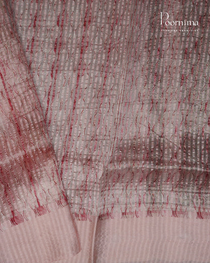 PEACH - PURE CHINIYA SILK SAREE WITH DIGITAL PRINTING AND SATIN BORDER