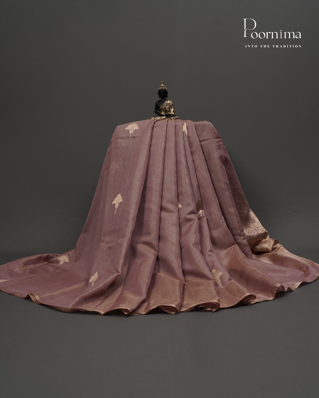 ONION PINK- CHANDERI TISSUE SAREE WITH WOVEN BUTTI ALL OVER