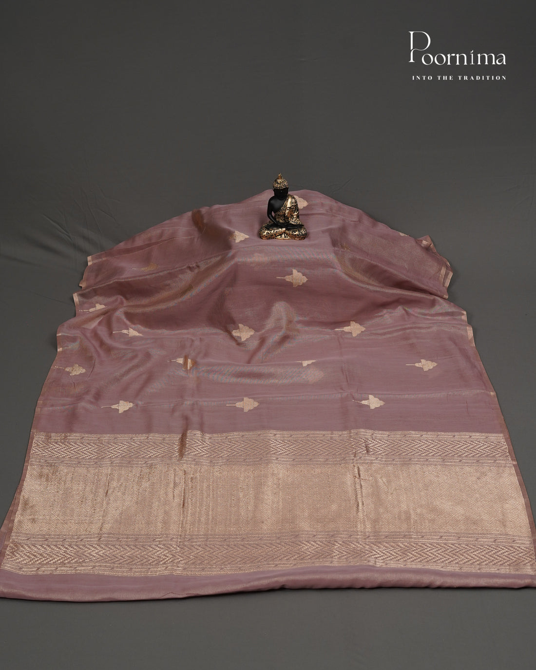 ONION PINK- CHANDERI TISSUE SAREE WITH WOVEN BUTTI ALL OVER