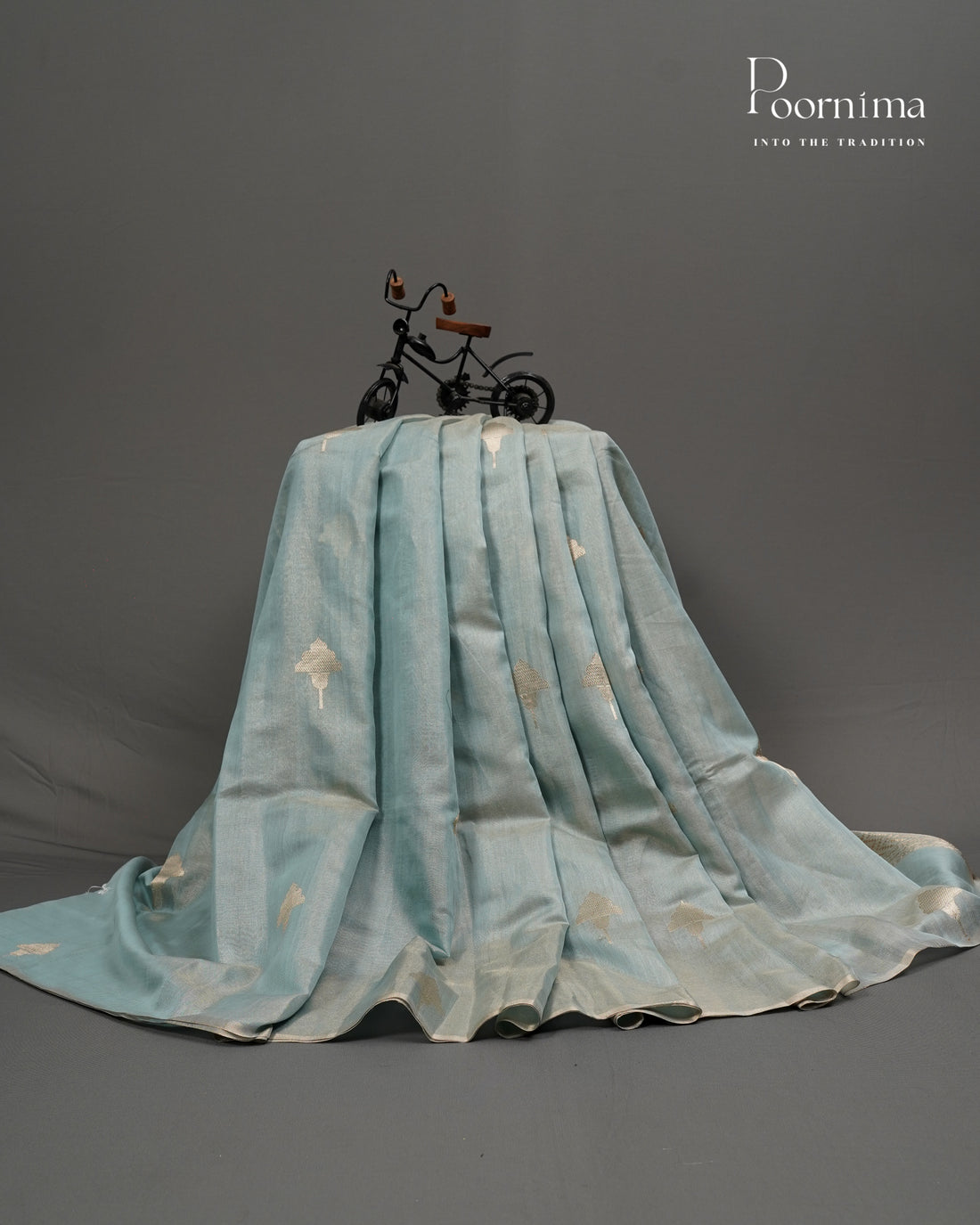 BLUE - CHANDERI TISSUE SAREE WITH WOVEN BUTTI ALL OVER