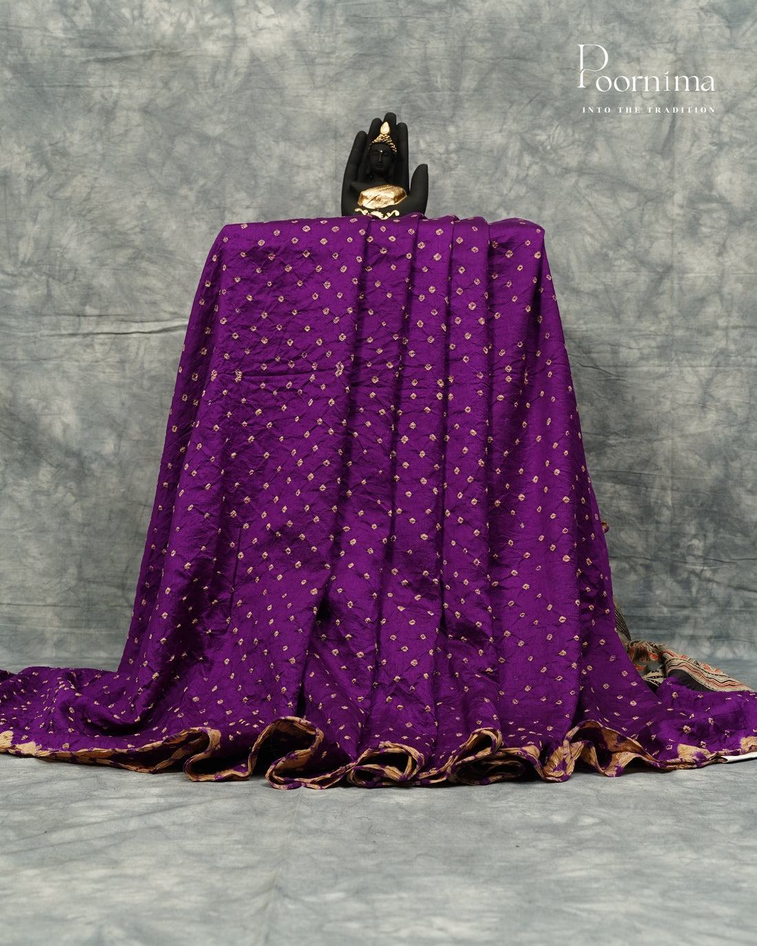 GICHA TUSSAR SAREE WITH BANDINI DYEING IN VOILET COLOUR|