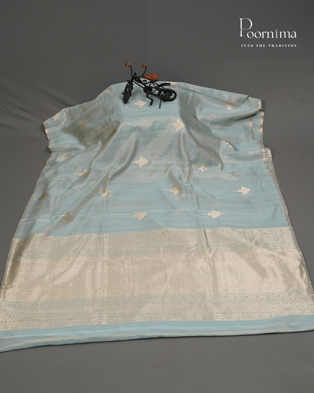 BLUE - CHANDERI TISSUE SAREE WITH WOVEN BUTTI ALL OVER