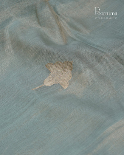 BLUE - CHANDERI TISSUE SAREE WITH WOVEN BUTTI ALL OVER