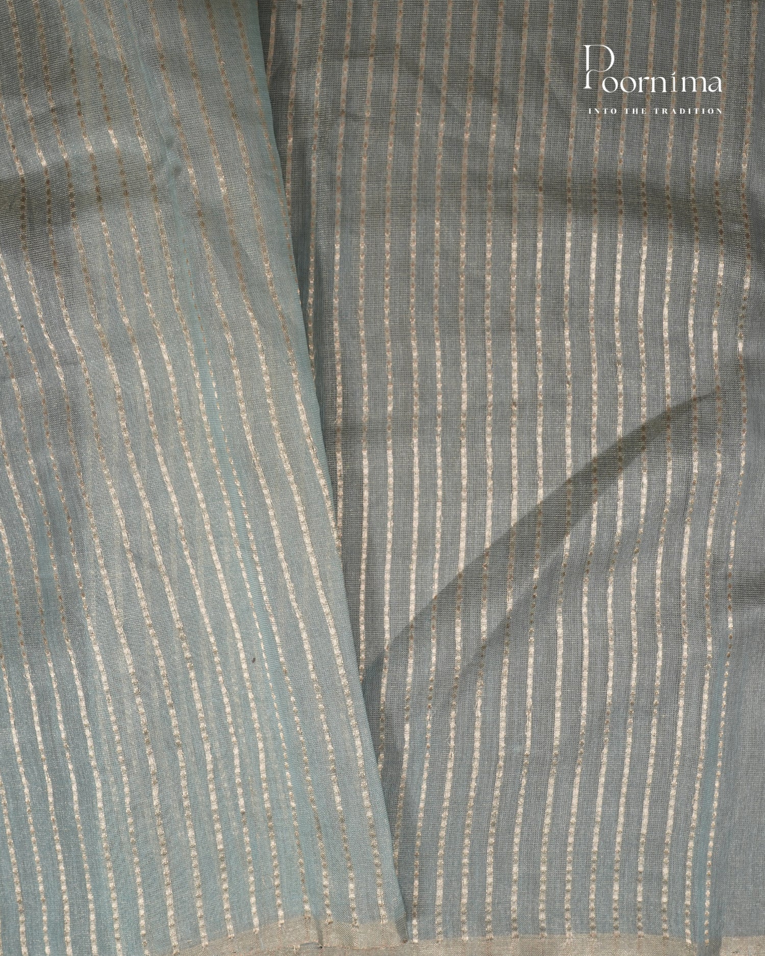BLUE - CHANDERI TISSUE SAREE WITH WOVEN BUTTI ALL OVER