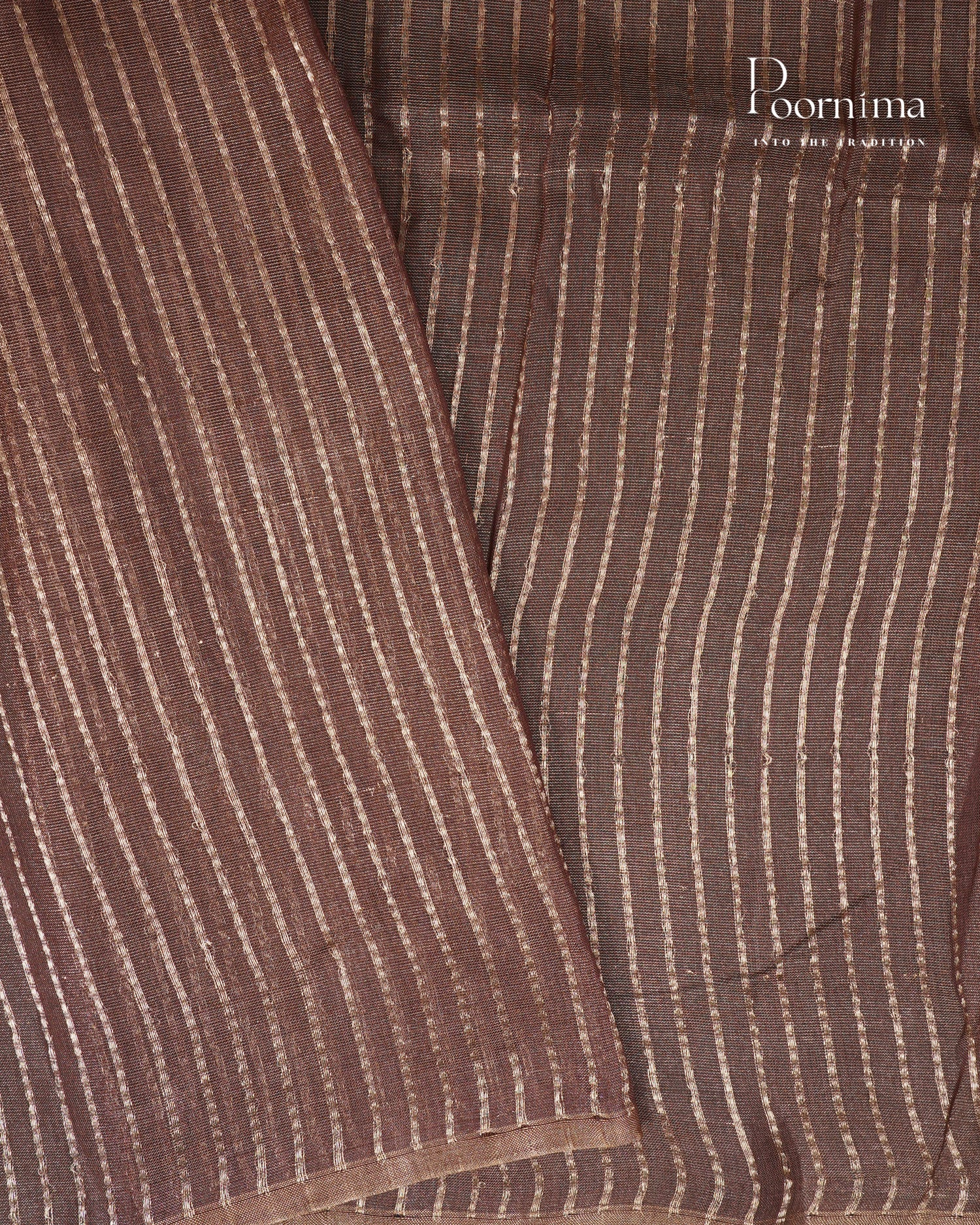 BROWN - CHANDERI TISSUE SAREE WITH WOVEN BUTTI ALL OVER
