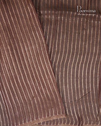 BROWN - CHANDERI TISSUE SAREE WITH WOVEN BUTTI ALL OVER