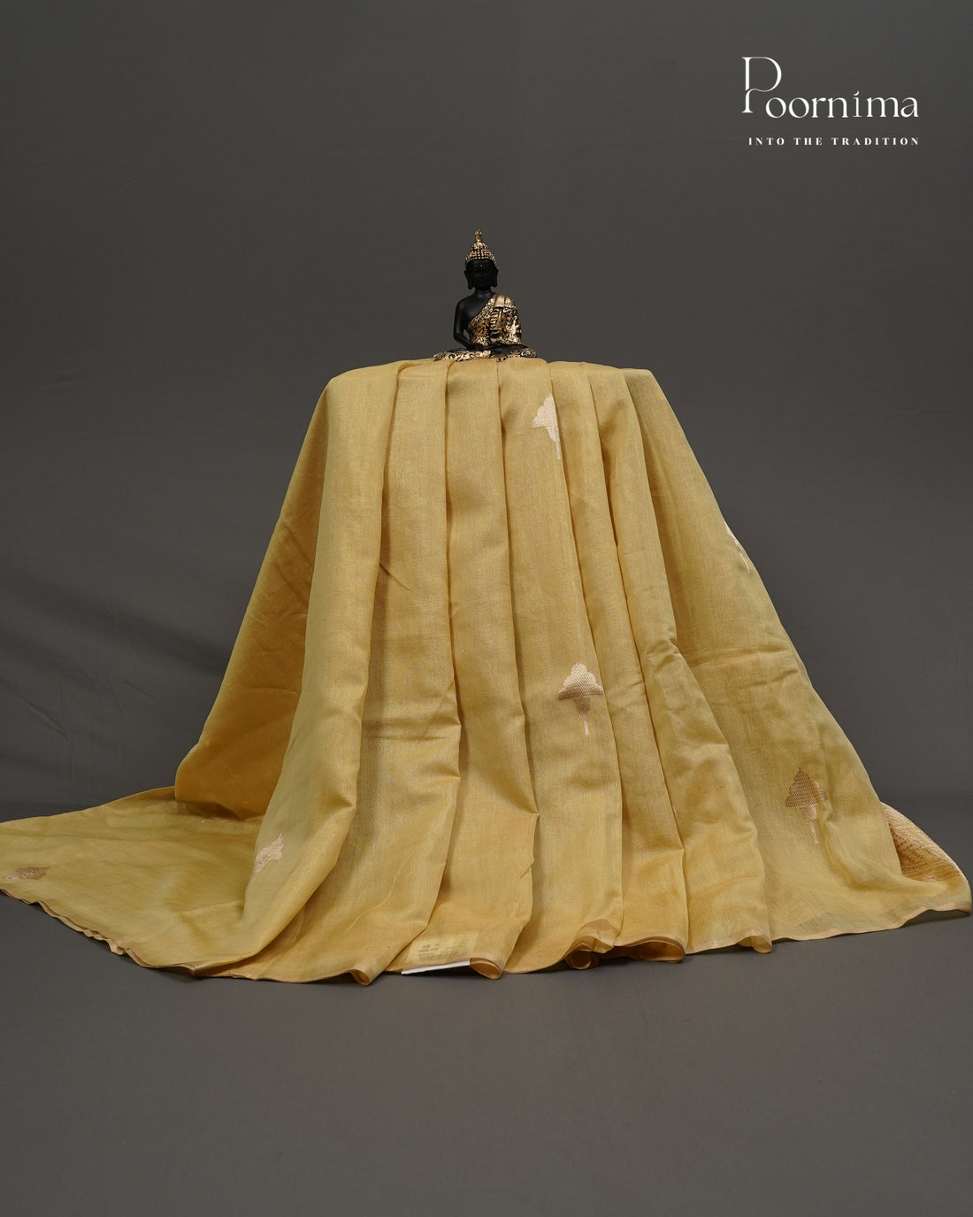 YELLOW - CHANDERI TISSUE SAREE WITH WOVEN BUTTI ALL OVER