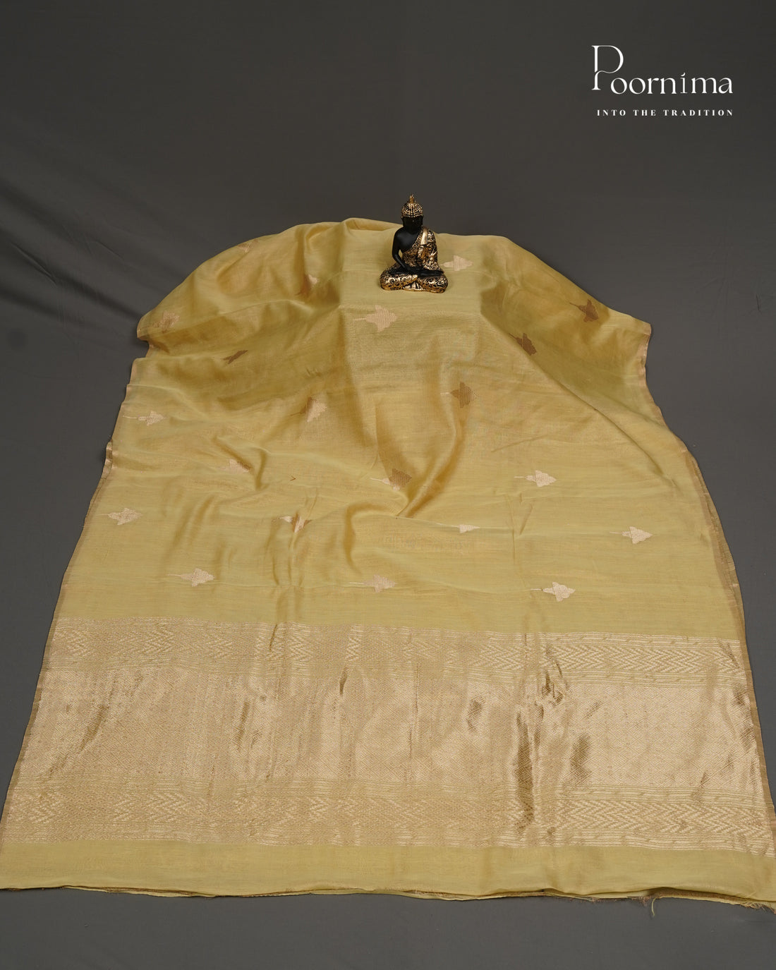 YELLOW - CHANDERI TISSUE SAREE WITH WOVEN BUTTI ALL OVER
