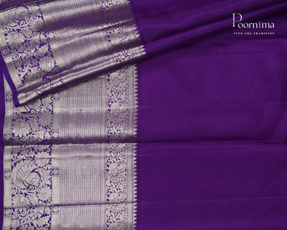PURE KANJIVARAM SILK SAREE IN LAVENDER AND VIOLET COMBINATION WITH ALLOVER ZARI FLOWER WOVEN