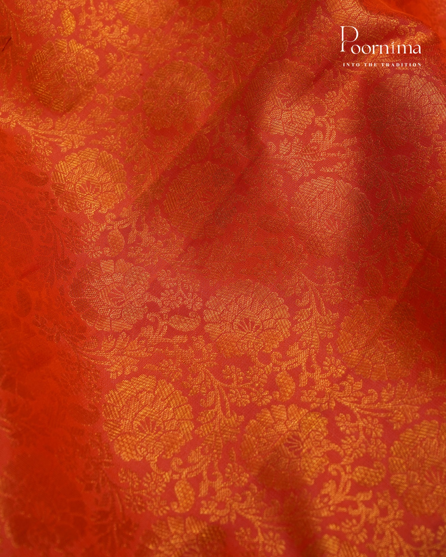 PURE KANJIVARAM SILK SAREE IN Vibrant Orange and Dark Purple with Gold Zari Circle Flower Motifs