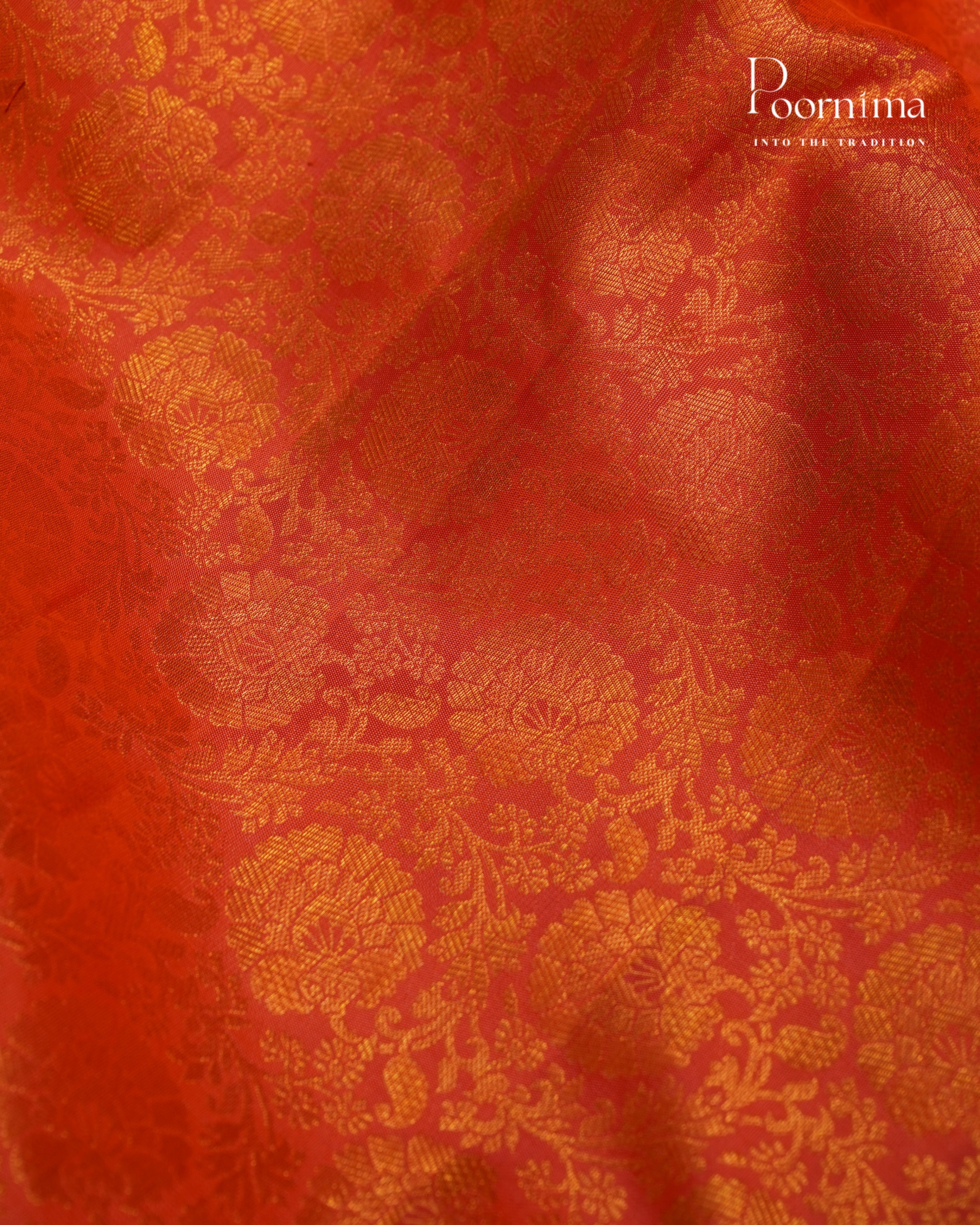 PURE KANJIVARAM SILK SAREE IN Vibrant Orange and Dark Purple with Gold Zari Circle Flower Motifs