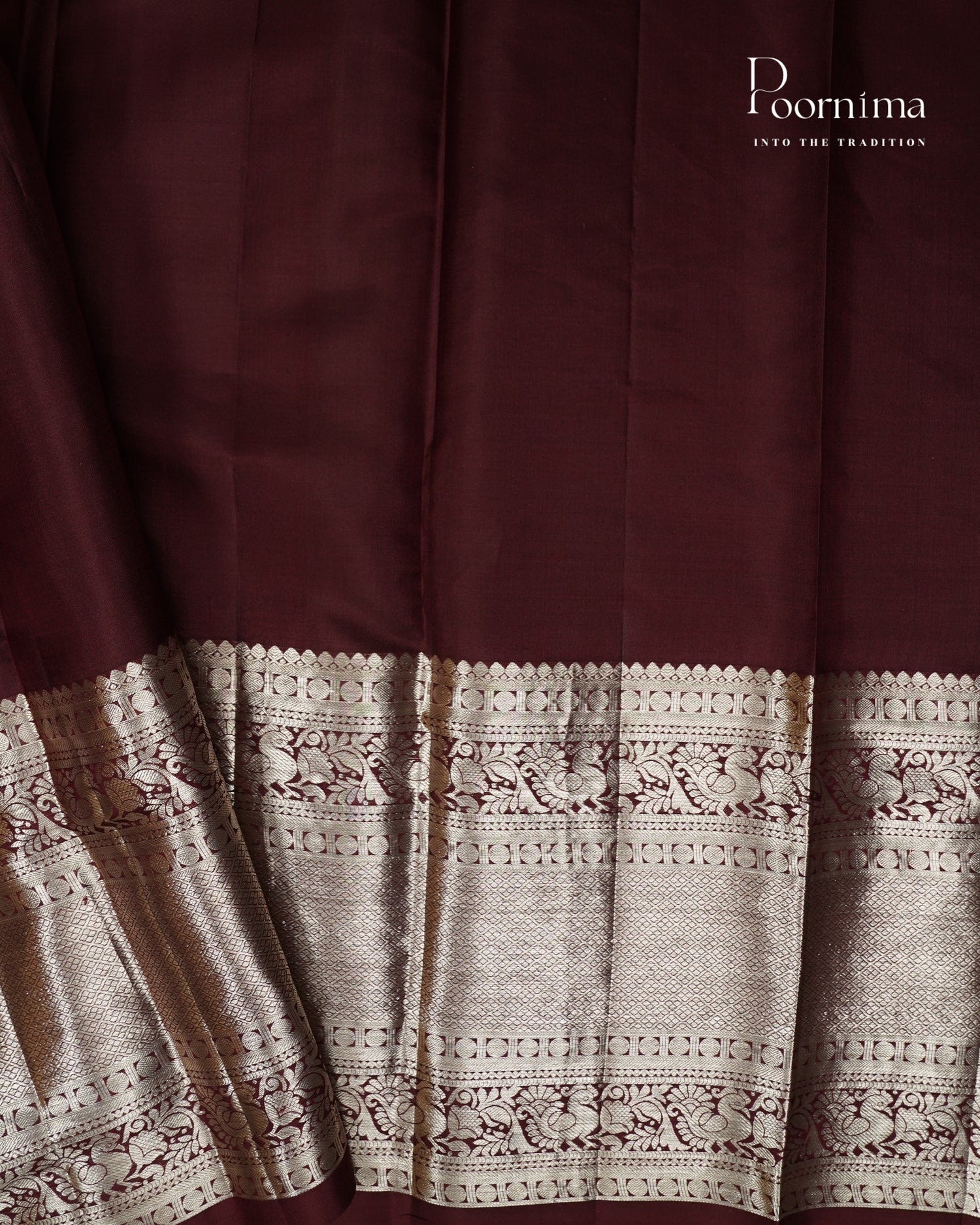 PURE KANJIVARAM SILK SAREE IN BLUE AND BROWN COMBINATION WITH ALLOVER SILVER ZARI WOVEN
