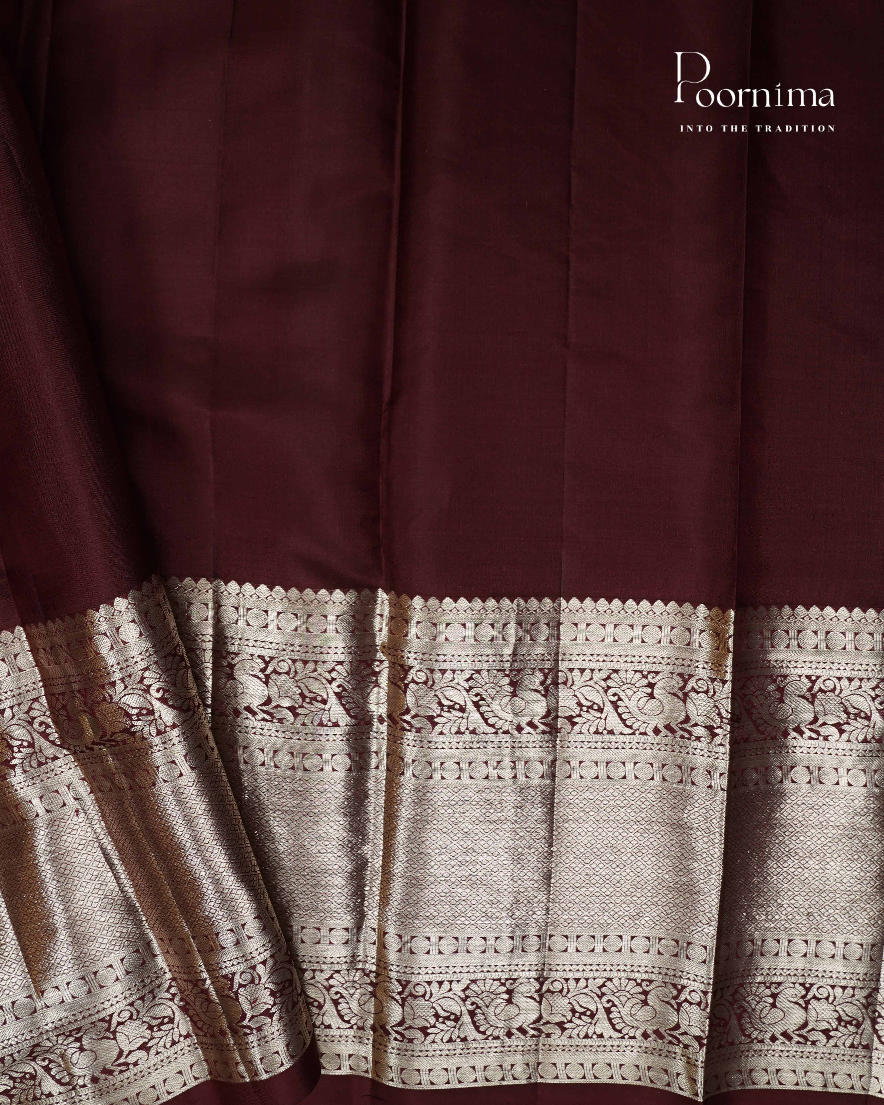 PURE KANJIVARAM SILK SAREE IN BLUE AND BROWN COMBINATION WITH ALLOVER SILVER ZARI WOVEN