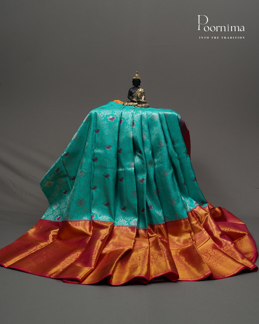 PURE KANJIVARAM SILK SAREE IN BLUE AND PINK COMBINATION WITH ALLOVER MEENAKARI ZARI WOVEN