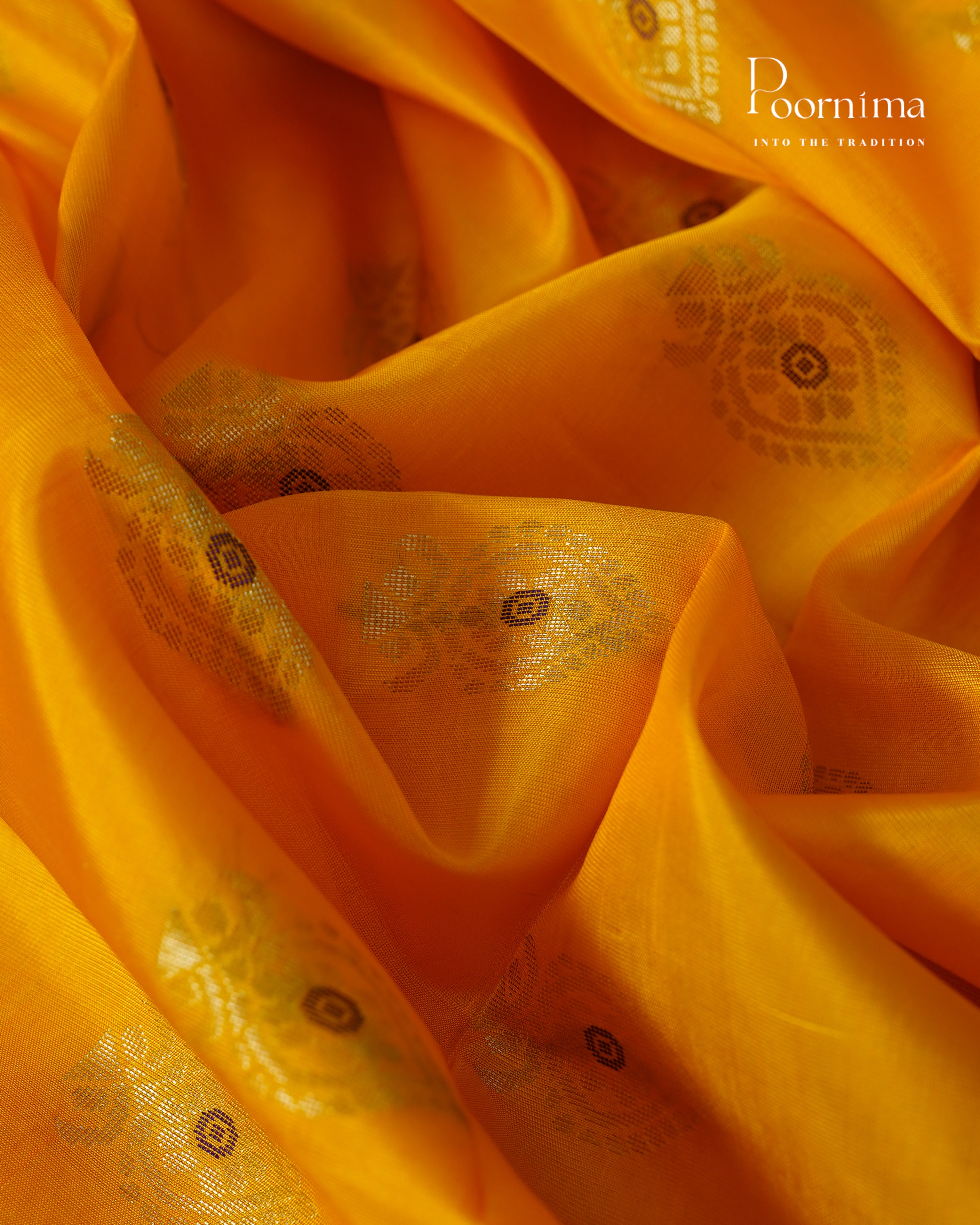 YELLOW &amp; RED - ARNI KANJIVARAM SOFT SILK SAREE WITH ALLOVER ZARI BUTTI AND ZARI BORDER