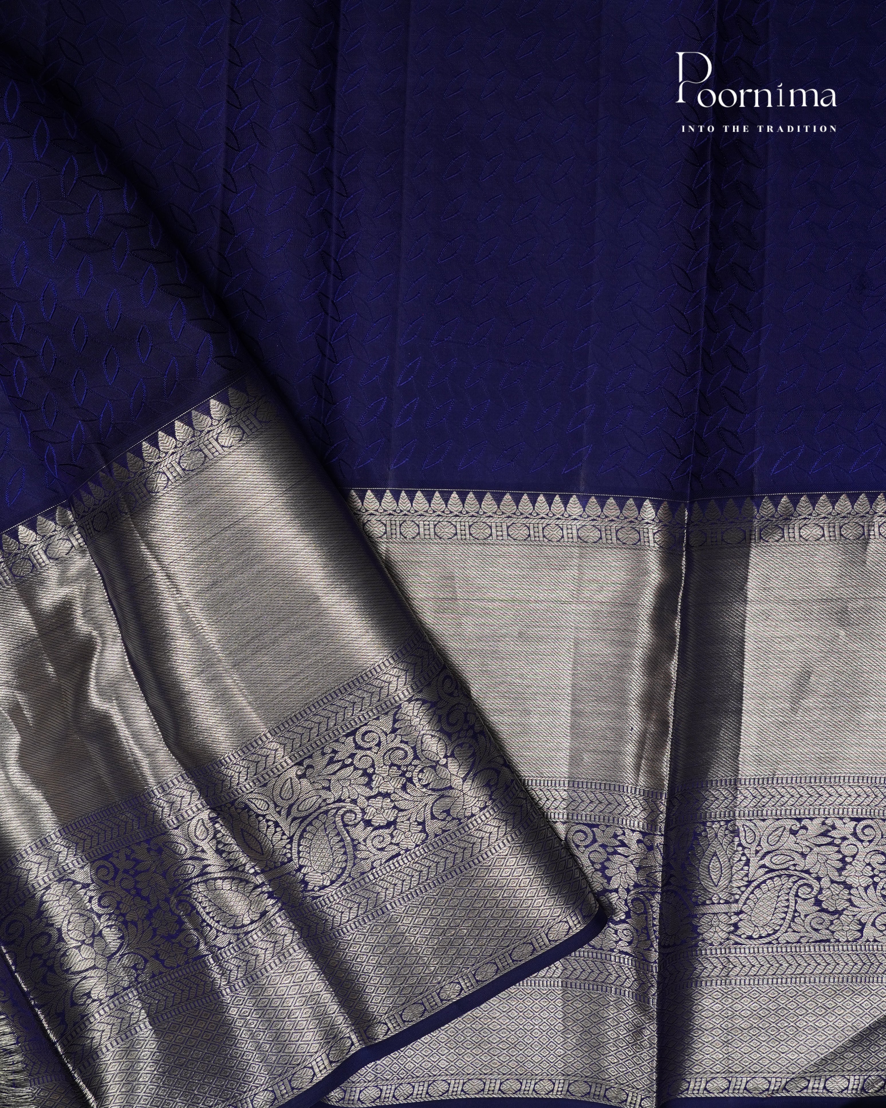 PURE KANJIVARAM SILK SAREE IN BABY PINK AND NAVY BLUE WITH ALLOVER SILVER ZARI AND MEENAKARI WORK WOVEN