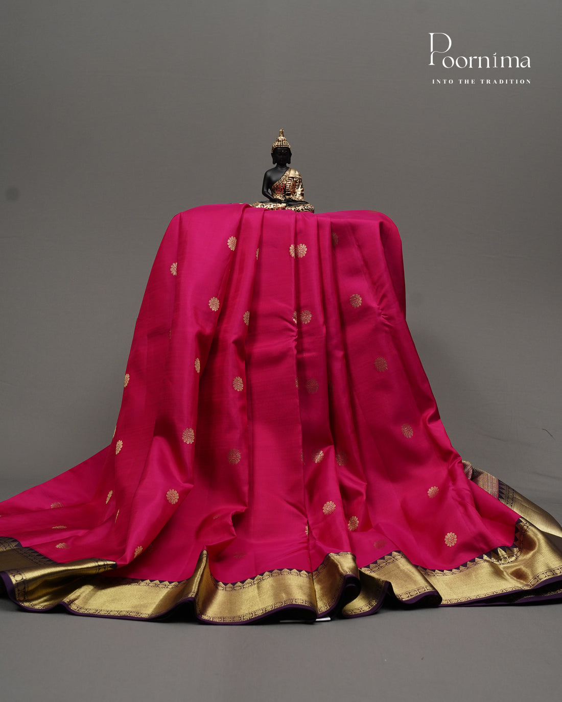 PURE KANJIVARAM SILK SAREE IN PINK AND PURPLE WITH ZARI BUTTI WOVEN || VINTAGE COLLECTION