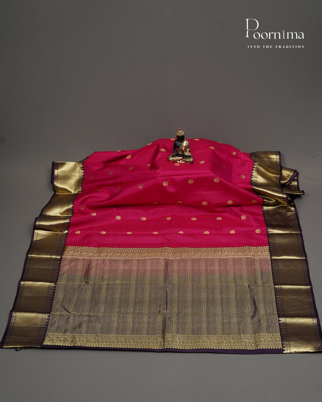 PURE KANJIVARAM SILK SAREE IN PINK AND PURPLE WITH ZARI BUTTI WOVEN || VINTAGE COLLECTION