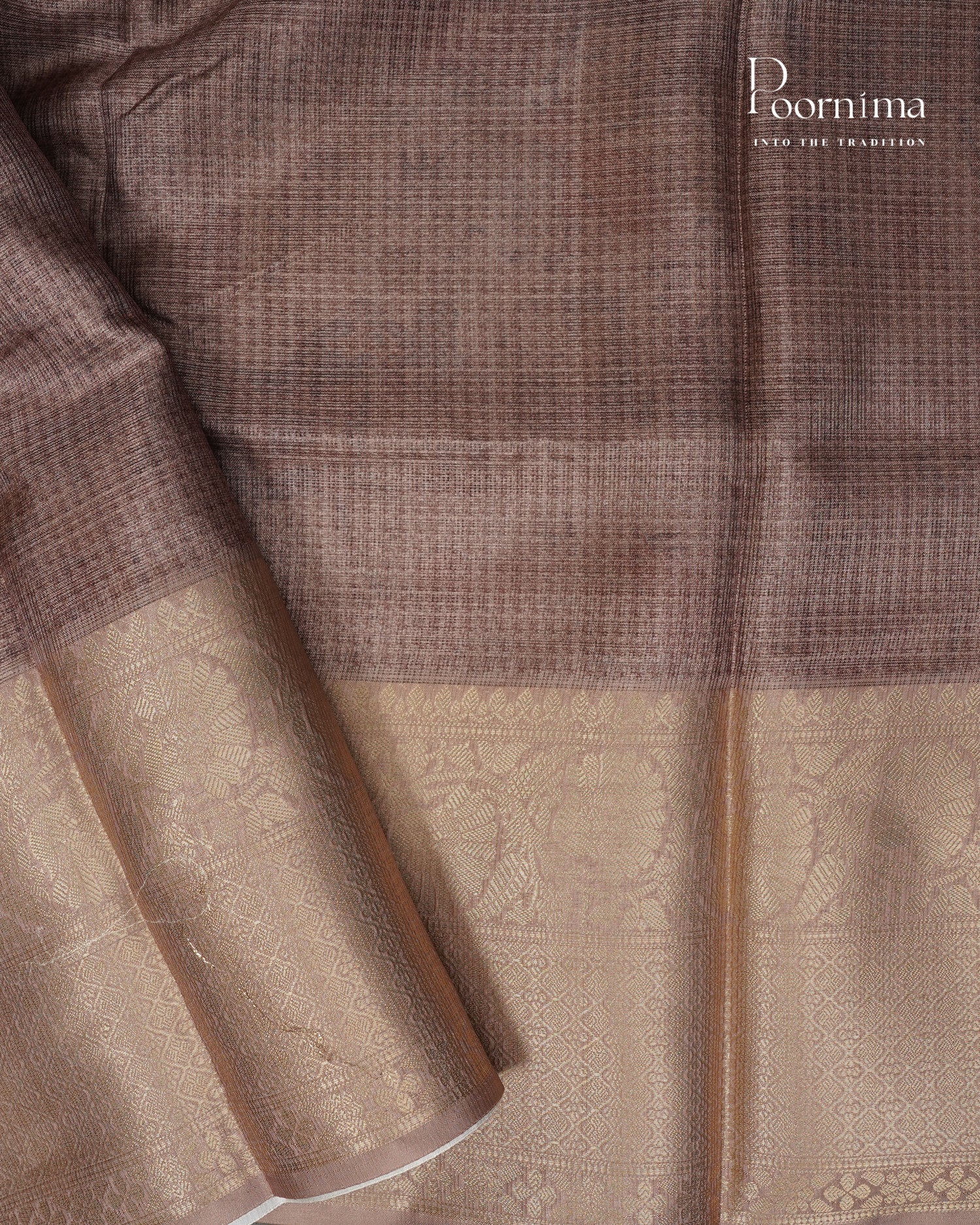 BEIGE &amp; BROWN - GRACEFUL SEMI KOTA DAILY WEAR SAREE WITH ALLOVER VILLAGE PRINTS &amp; BIG ZARI BORDER