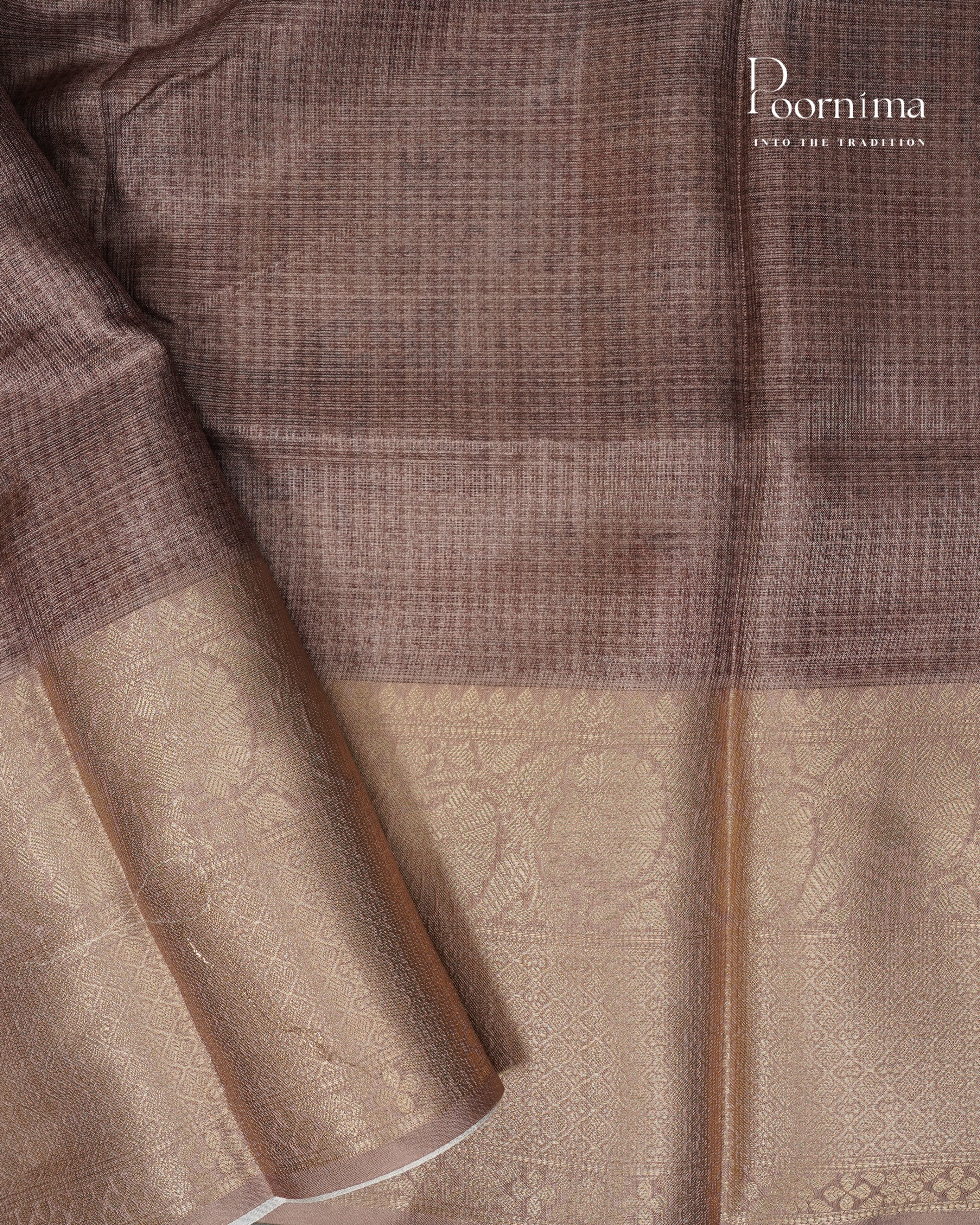 BEIGE &amp; BROWN - GRACEFUL SEMI KOTA DAILY WEAR SAREE WITH ALLOVER VILLAGE PRINTS &amp; BIG ZARI BORDER