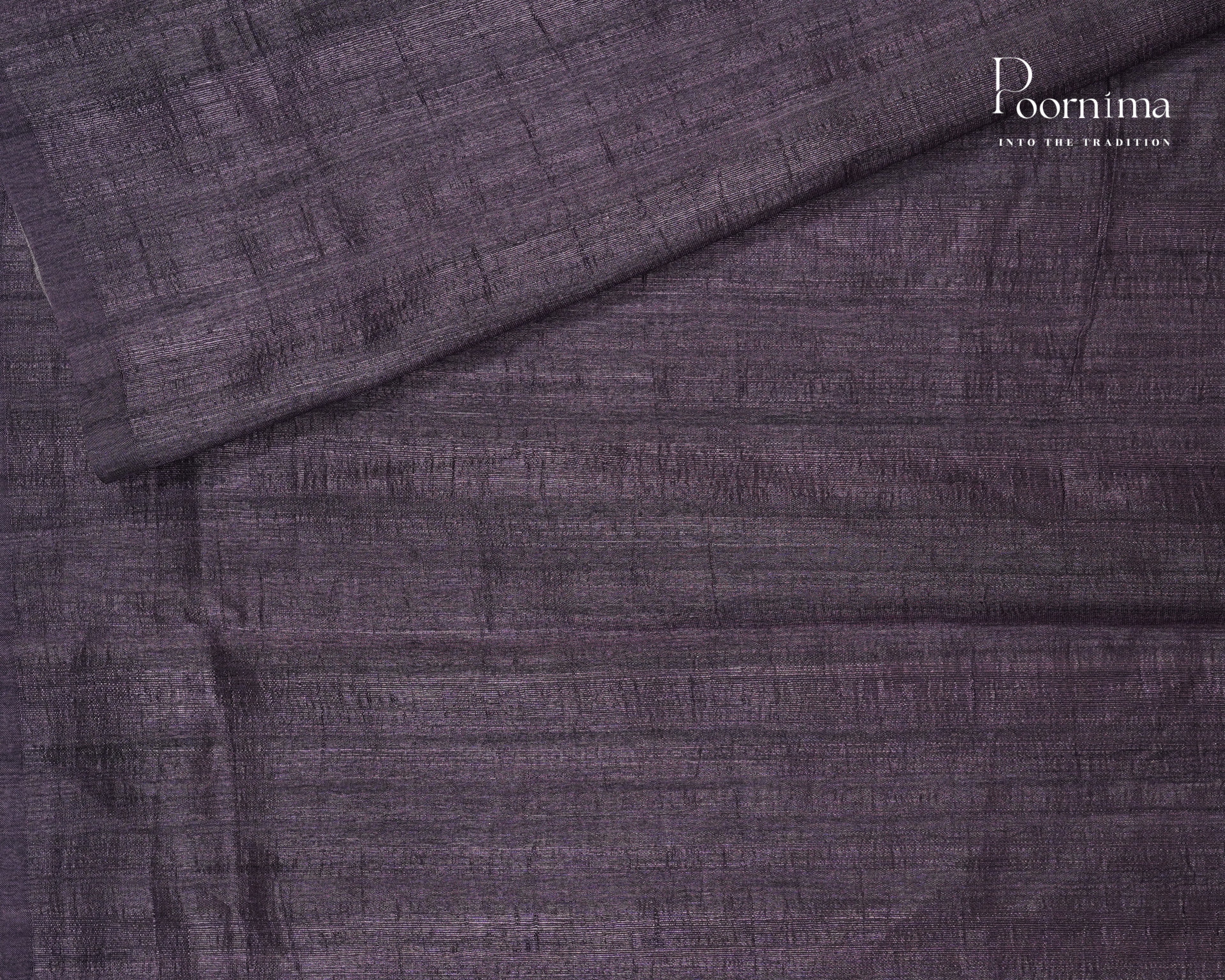 PURPLE - SEMI TUSSAR SAREE WITH ALLOVER DIGITAL PRINTS AND FOIL PRINTS