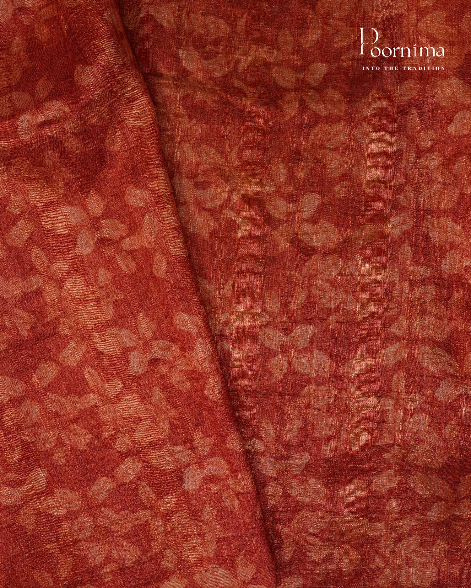WHITE &amp; ORANGE - SEMI TUSSAR SAREE WITH ALLOVER DIGITAL PRINTS AND FOIL PRINTS