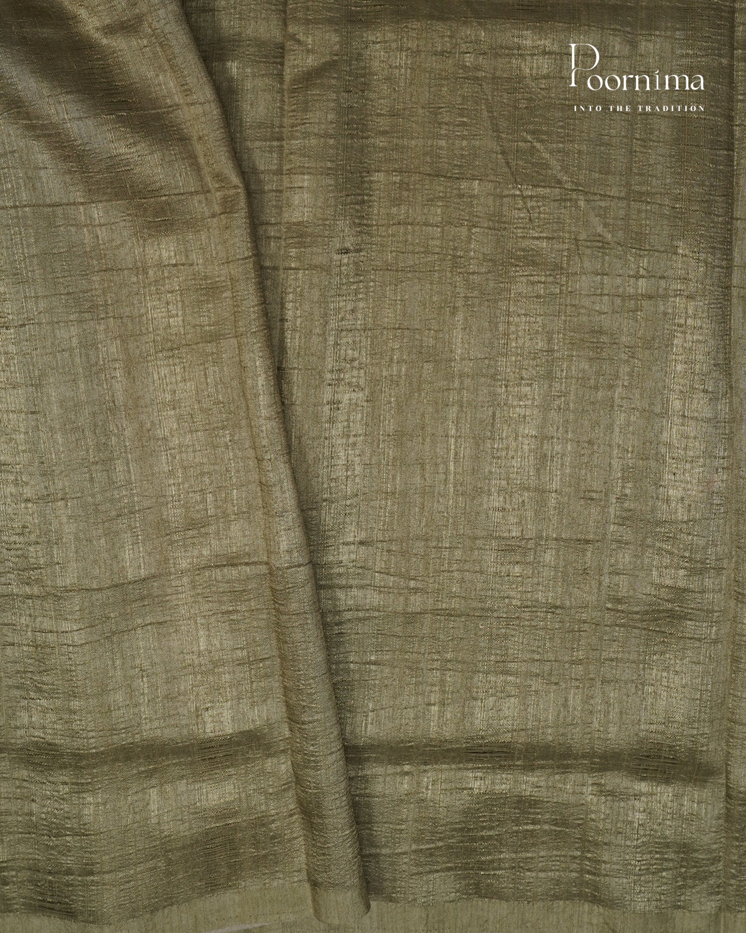 CREAM &amp; OLIVE GREEN - SEMI TUSSAR SAREE WITH ALLOVER DIGITAL PRINTS AND FOIL PRINTS