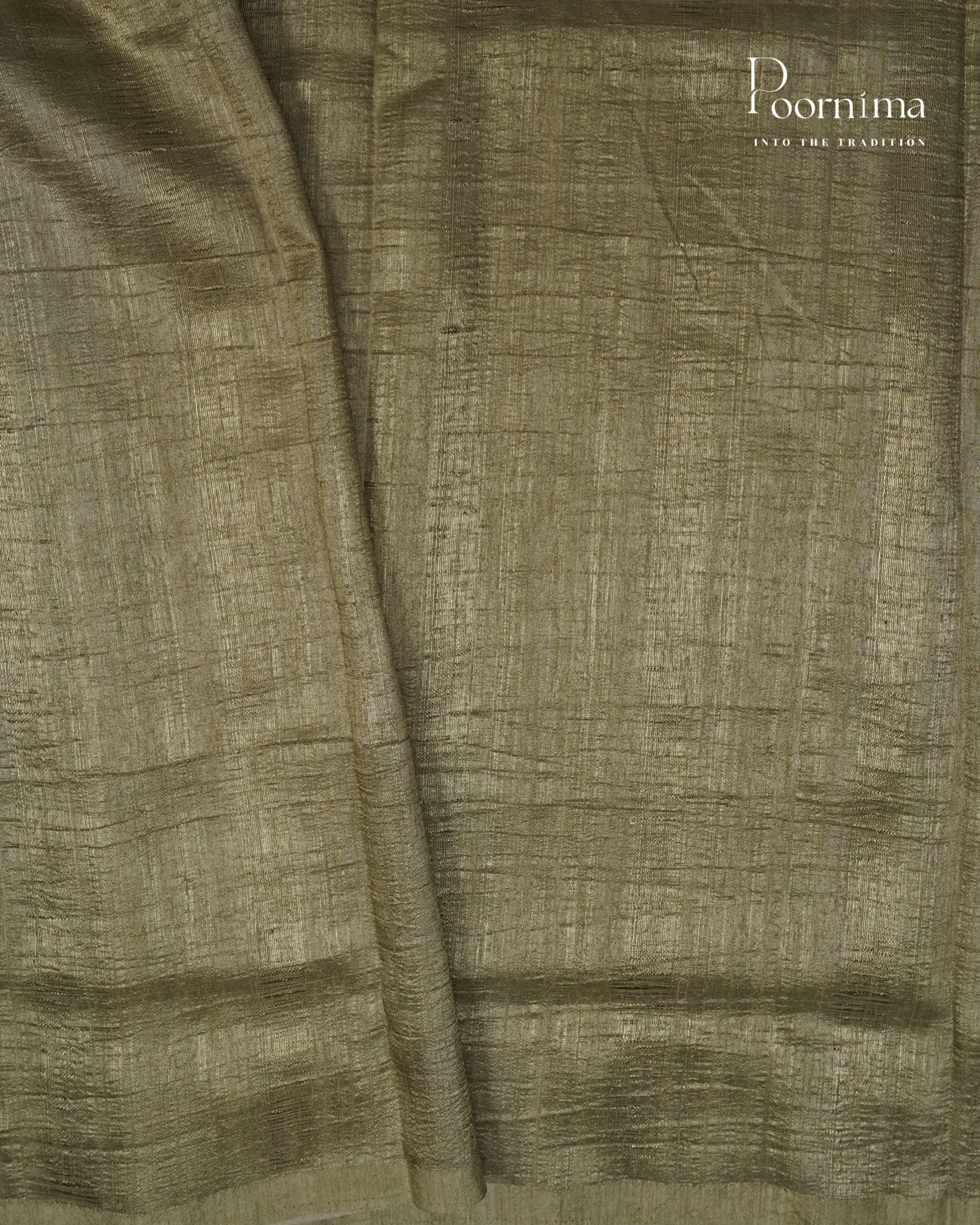 CREAM &amp; OLIVE GREEN - SEMI TUSSAR SAREE WITH ALLOVER DIGITAL PRINTS AND FOIL PRINTS