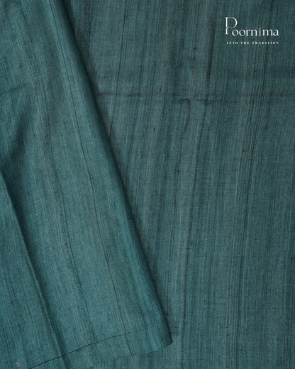 BLUE &amp; WHITE - SEMI BENARASI TUSSAR SAREE WITH ALLOVER PRINTS