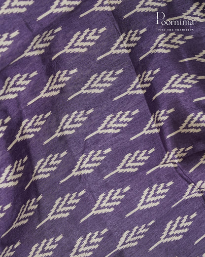 LAVENDER -  CHANDERI COTTON SAREE WITH ALLOVER PRINTS AND ZARI WOVEN BORDER