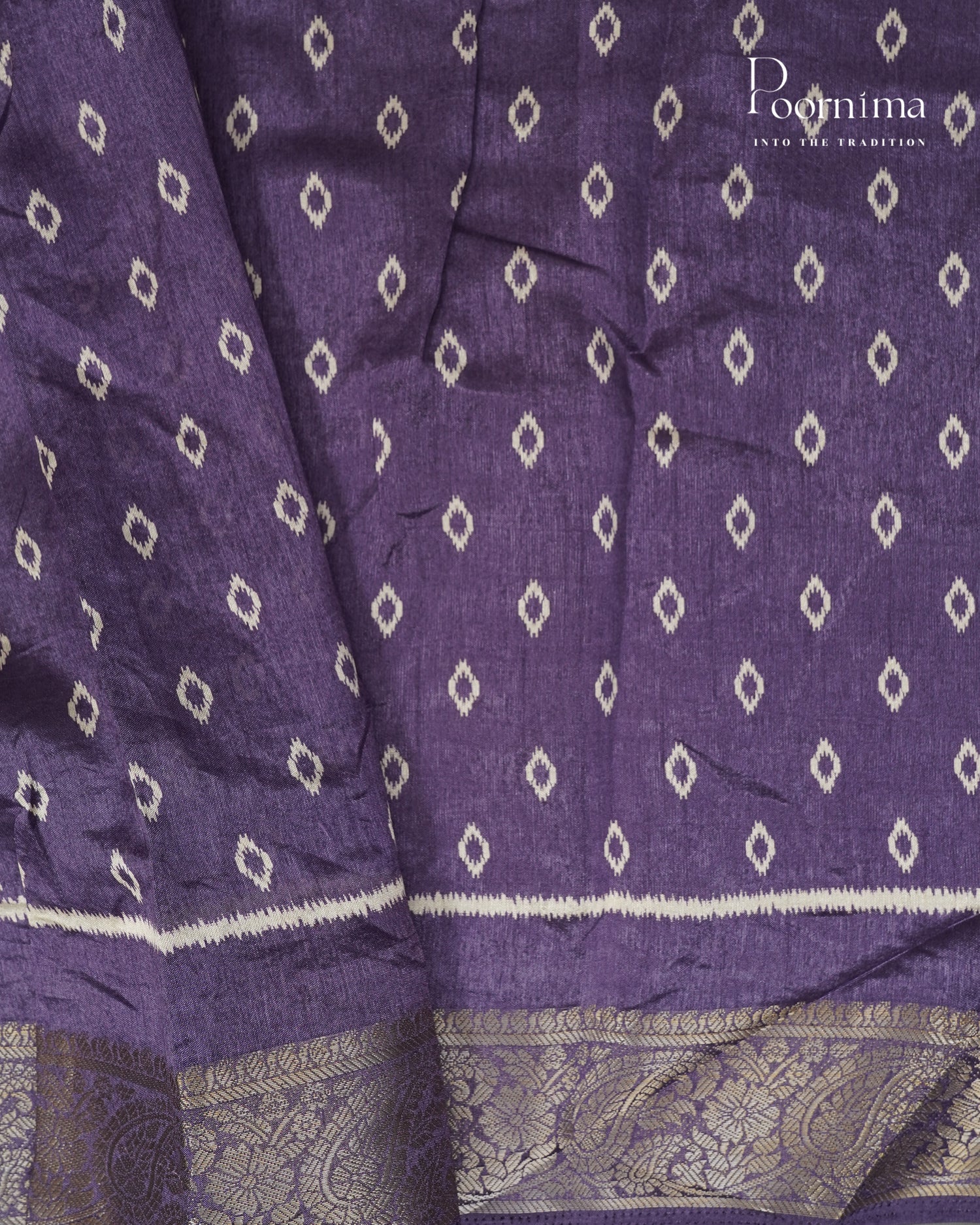 LAVENDER -  CHANDERI COTTON SAREE WITH ALLOVER PRINTS AND ZARI WOVEN BORDER