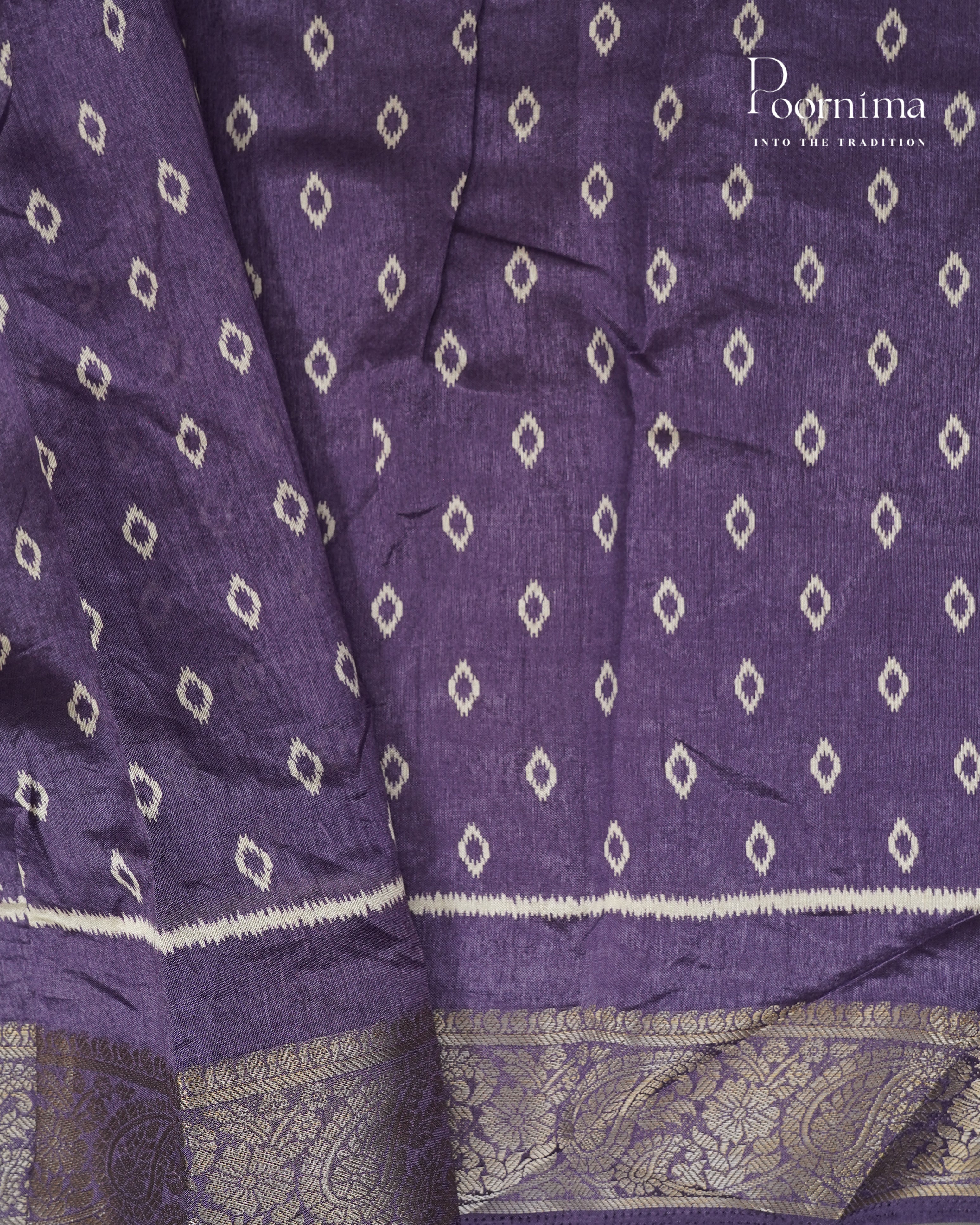 LAVENDER -  CHANDERI COTTON SAREE WITH ALLOVER PRINTS AND ZARI WOVEN BORDER