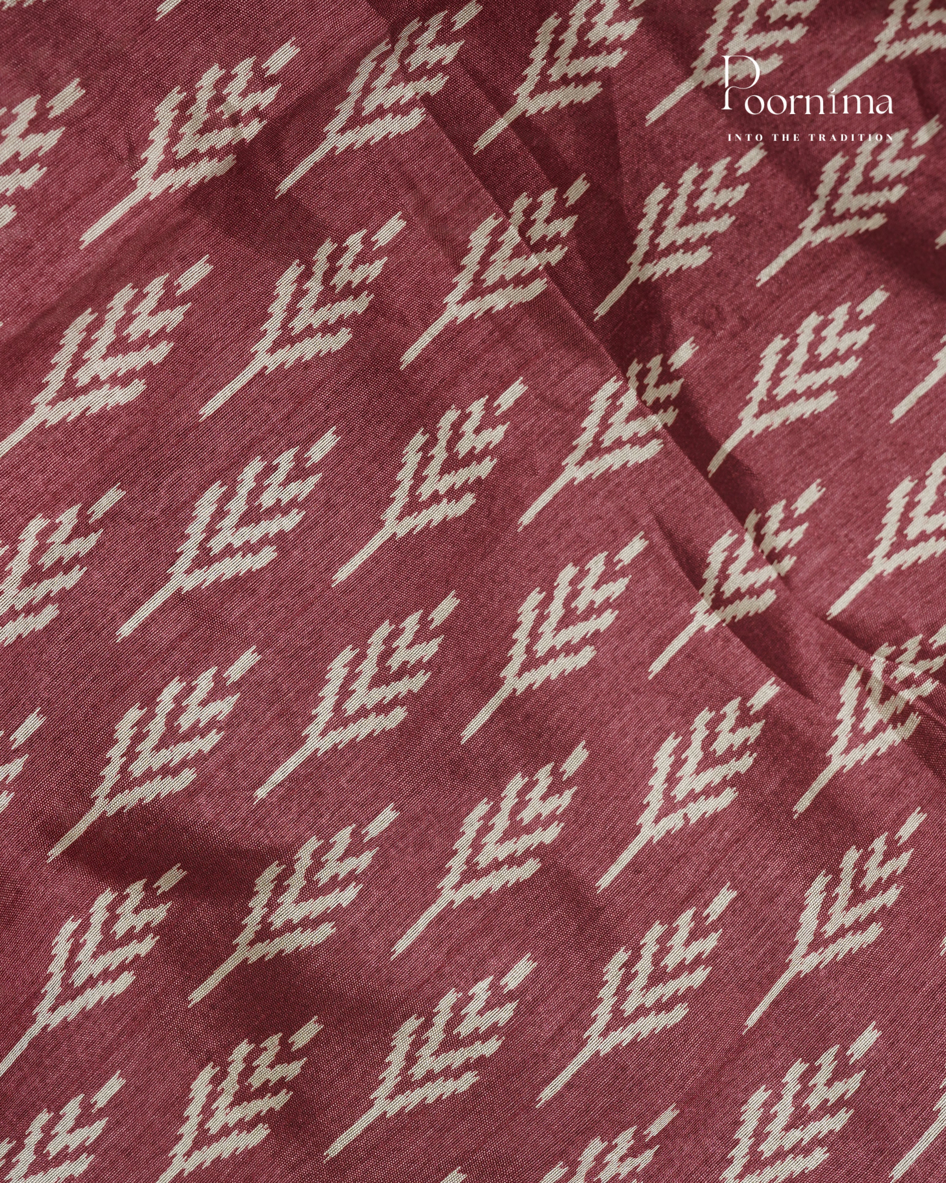 BRICK RED -  CHANDERI COTTON SAREE WITH ALLOVER PRINTS AND ZARI WOVEN BORDER