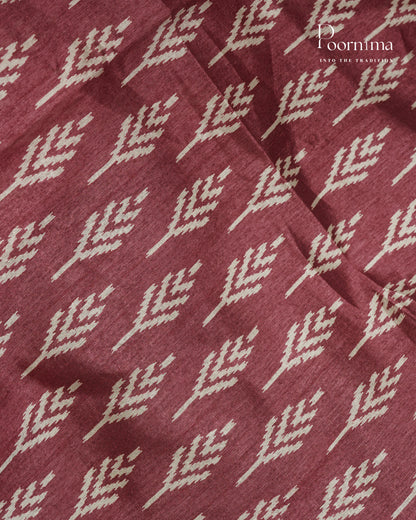 BRICK RED -  CHANDERI COTTON SAREE WITH ALLOVER PRINTS AND ZARI WOVEN BORDER