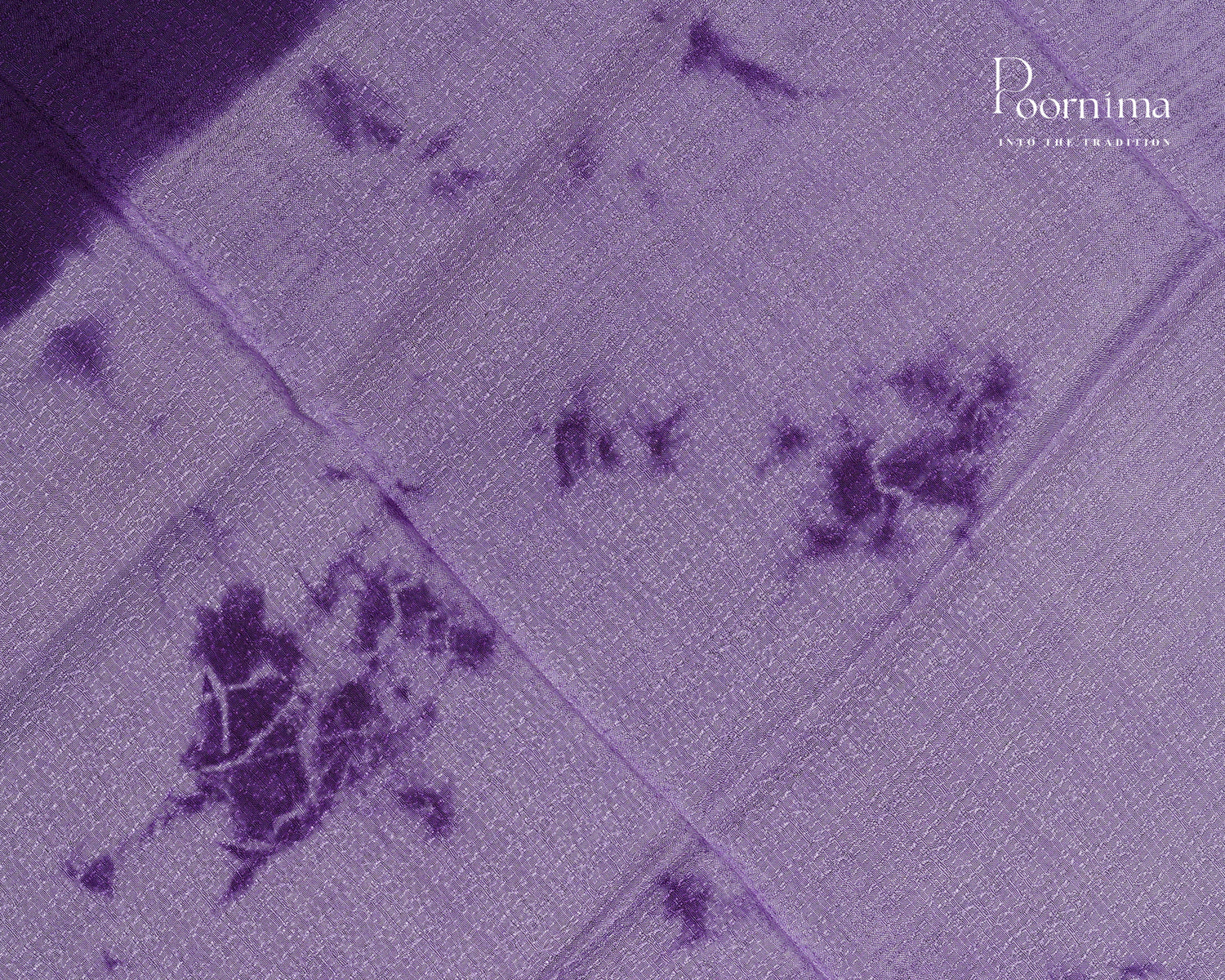 LAVENDER &amp; VIOLET - JUTE GEORGETTE SAREE WITH ALLOVER TIE-DYE DESIGN AND GOLD ZARI BORDER