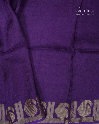LAVENDER &amp; VIOLET - JUTE GEORGETTE SAREE WITH ALLOVER TIE-DYE DESIGN AND GOLD ZARI BORDER