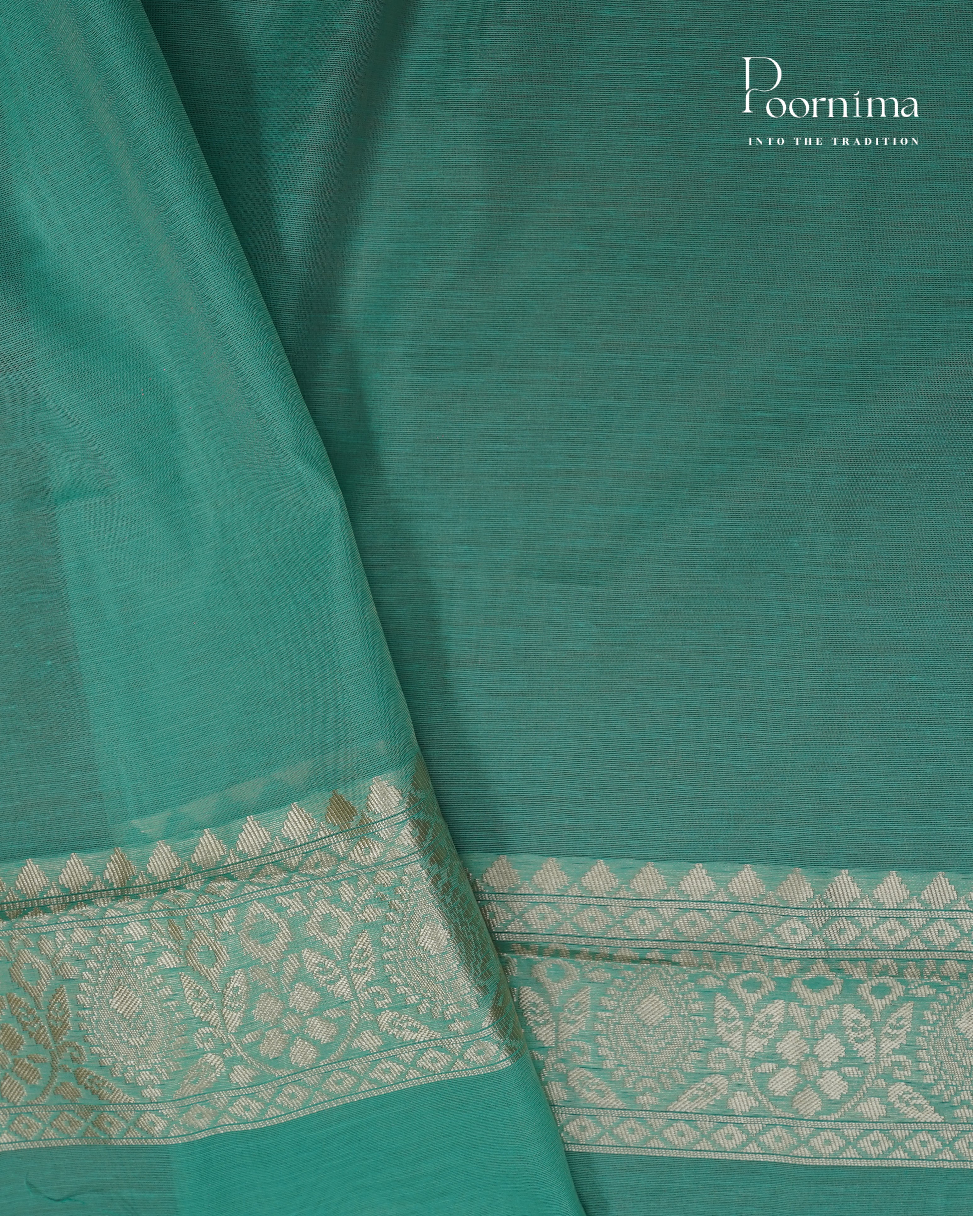 SEA GREEN - BANARASI CHANDERI SAREE WITH ALLOVER FLORAL ZARI AND MEENAKARI WORK