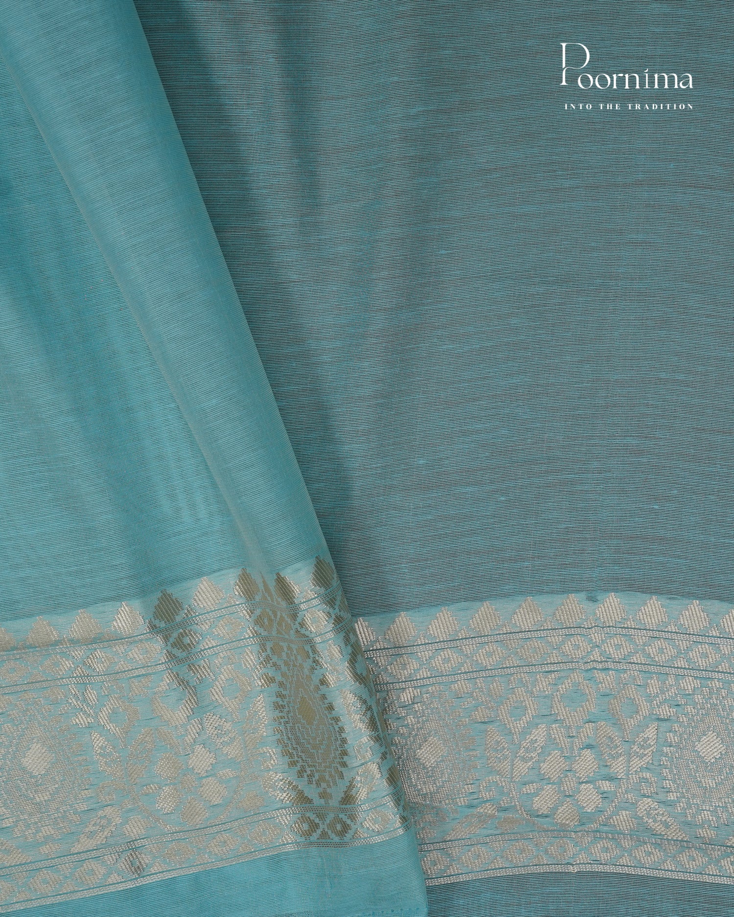 SKY BLUE - BANARASI CHANDERI SAREE WITH ALLOVER FLORAL ZARI AND MEENAKARI WORK