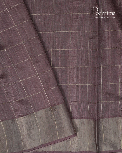 PINK &amp; ONION PINK - SEMI TUSSAR SAREE WITH ALLOVER  PRINT, ZARI CHECKS AND ZARI BORDER